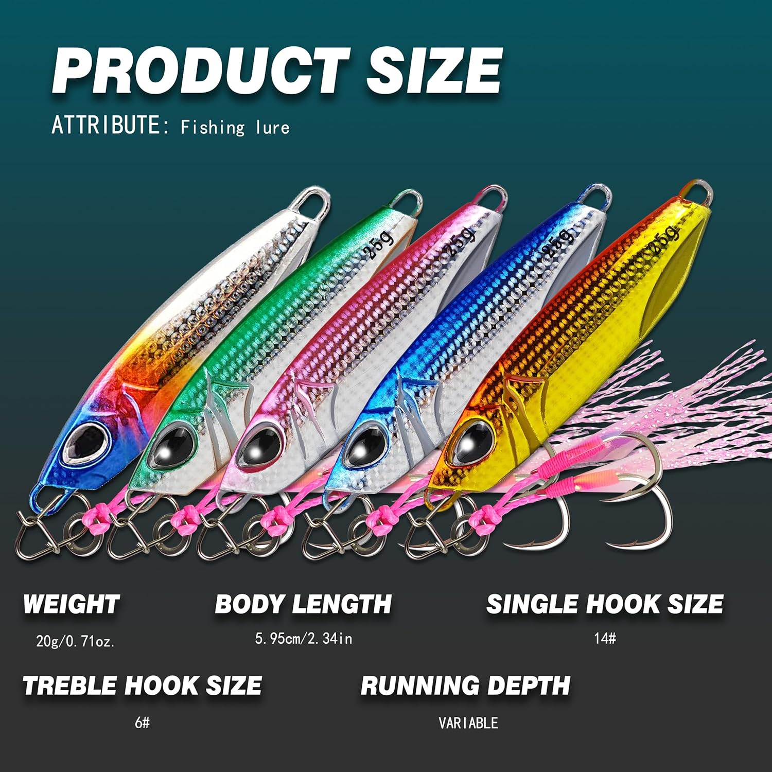 Keencatch 5PCS Fishing Jigs Kit, Great-Action Saltwater Fishing Lures to Catch More Fish, Long Cast Slow Pitch Jig Perfect for Jigging and Surfing image number 6