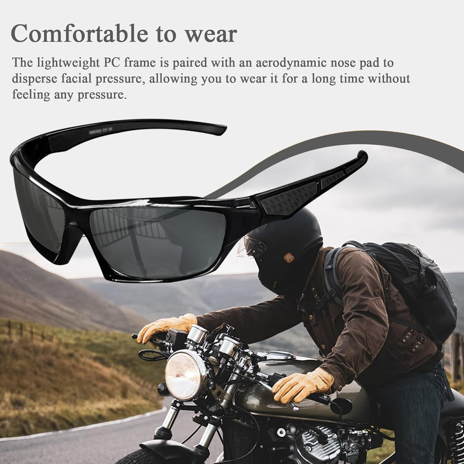 Mens Sun Glasses,Comprehensive Protection Sunglasses Polarized Glasses | Comfortable Fashion Shades Outdoor Sports Eyewear for Driving Fishing Running Cycling image number 3