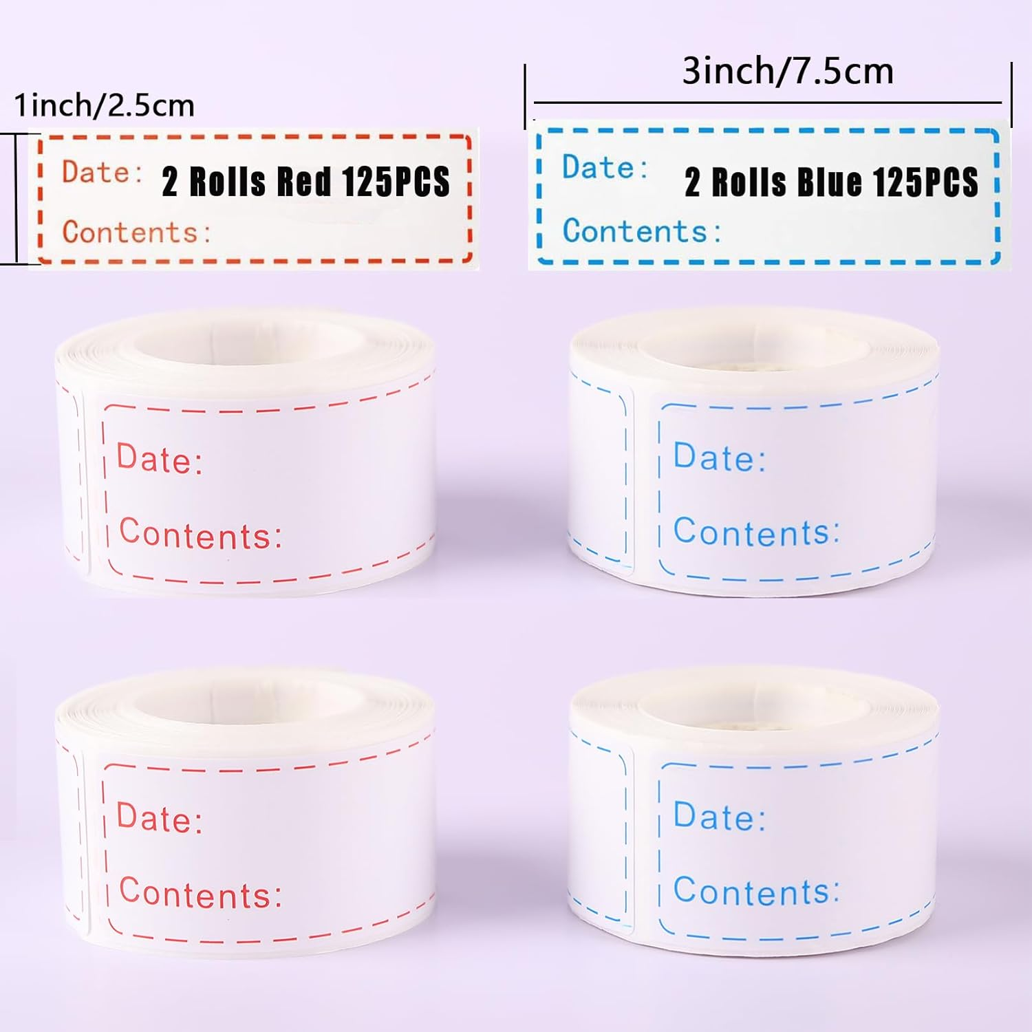 UKKQES 500Pcs Removable Freezer Labels, 7.5 X 2.5 Cm Food Storage Stickers, Refrigerator Freezer Paper Label Easy Clean Leaves No Residue, 2 Color Food Labels Roll image number 2