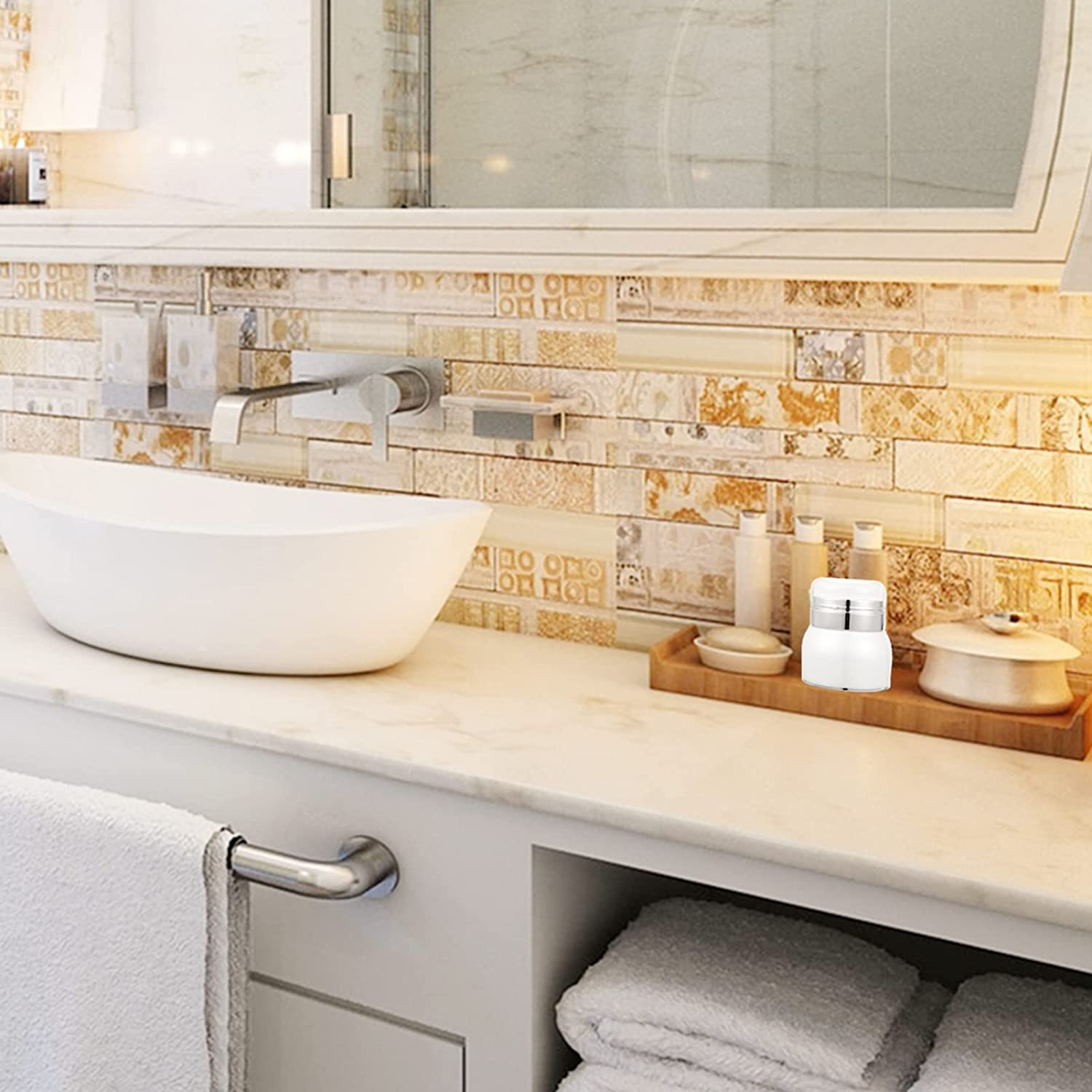 Lurrose Travel Skincare Containers 2Pcs Airless Pump Jars Lotion Dispenser with Pump Acrylic Airless Cosmetic Container for Toiletries Moisturizer Cream, 30Ml Travel Toiletries Containers image number 2