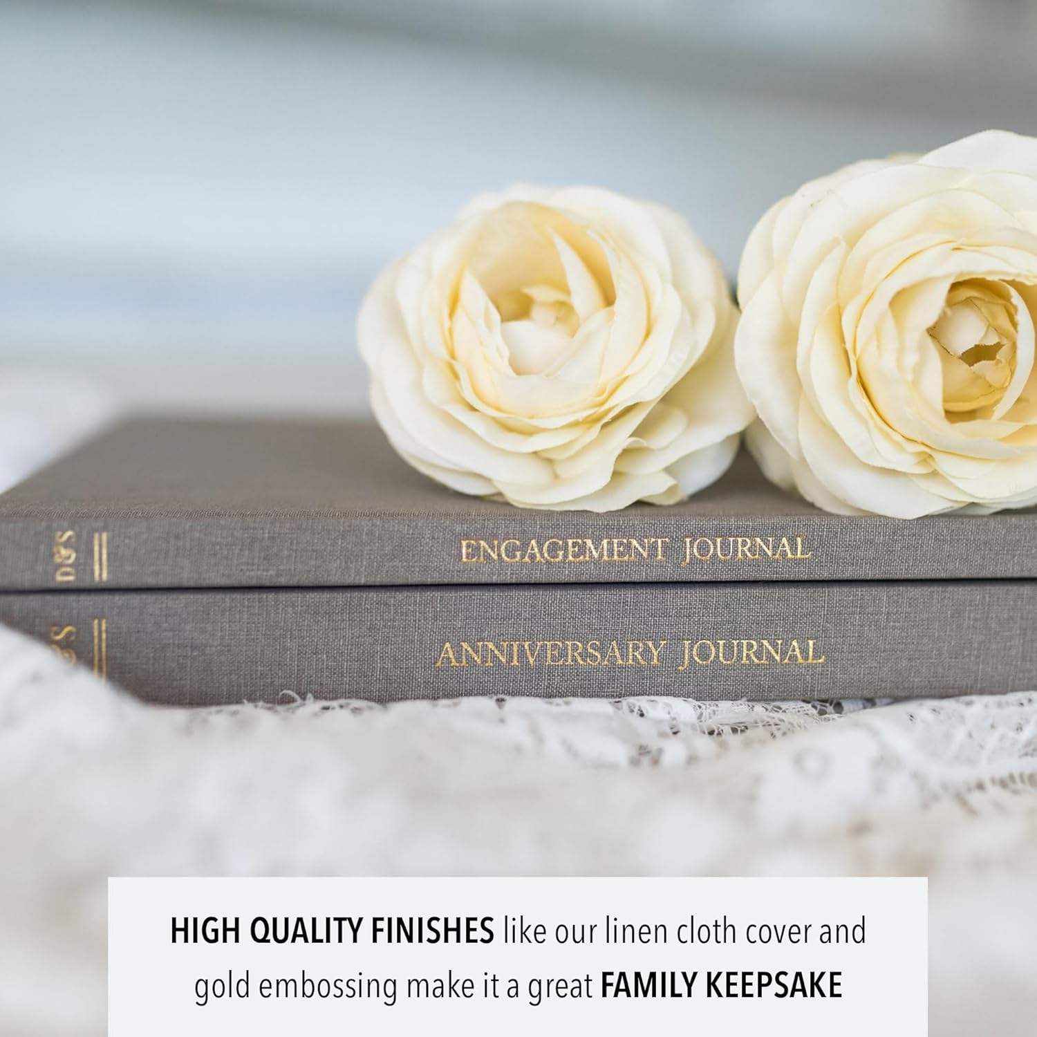 Anniversary Journal by Duncan & Stone - Taupe | Wedding Journal Book for Couples | Marriage Scrapbook Gift | Memory Gifts for Couples | Keepsake for Anniversaries image number 1