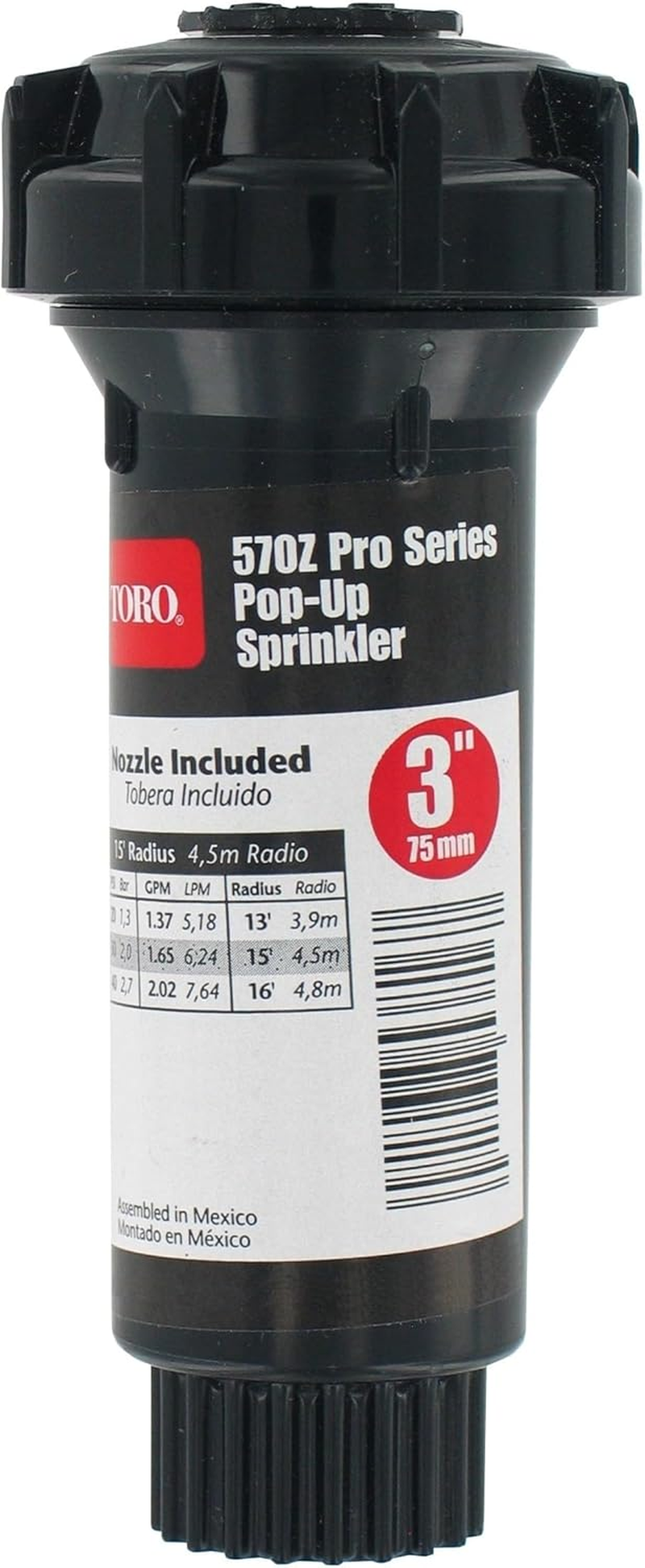 Toro 53818 3-Inch Pop-Up Fixed-Spray with Adjustable Nozzle Sprinkler, 0-360-Degree, 15-Feet,Blacks image number 2