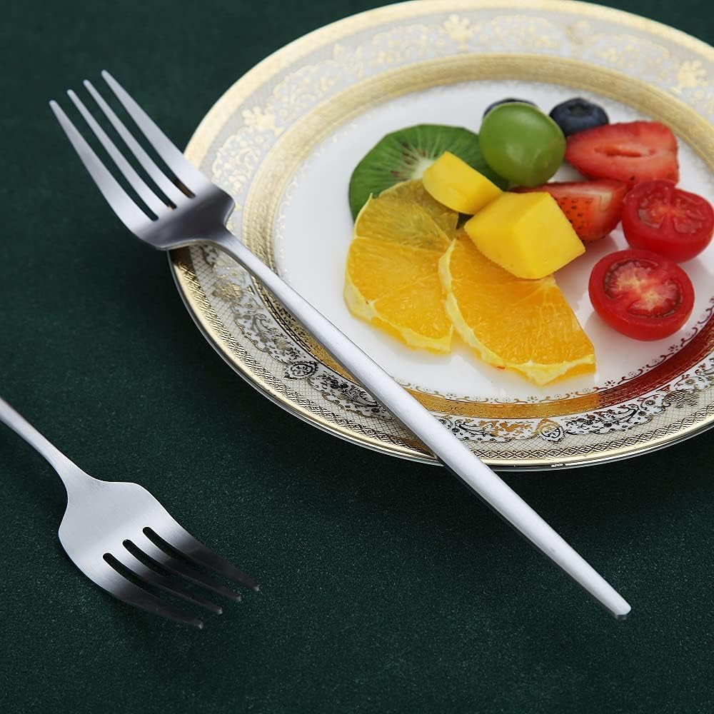 Matt Dinner Forks 6 Piece, Stainless Steel Dessert, Table, Salad Forks - Silverware Set for Home, Kitchen or Restaurant - Dishwasher Safe (Matt Silver-8.4 Inch) - 4. Matt Black image number 7