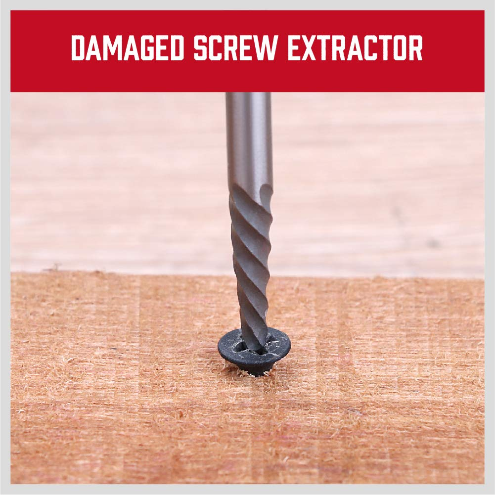 10-Piece High-Speed Steel Screw Extractor & Drill Bit Set - Spiral Flute Broken Bolt Remover, Easily Remove Stripped or Damaged Screws, Left-Hand Drill-Bit - Complete Set with Metal Index Case image number 6