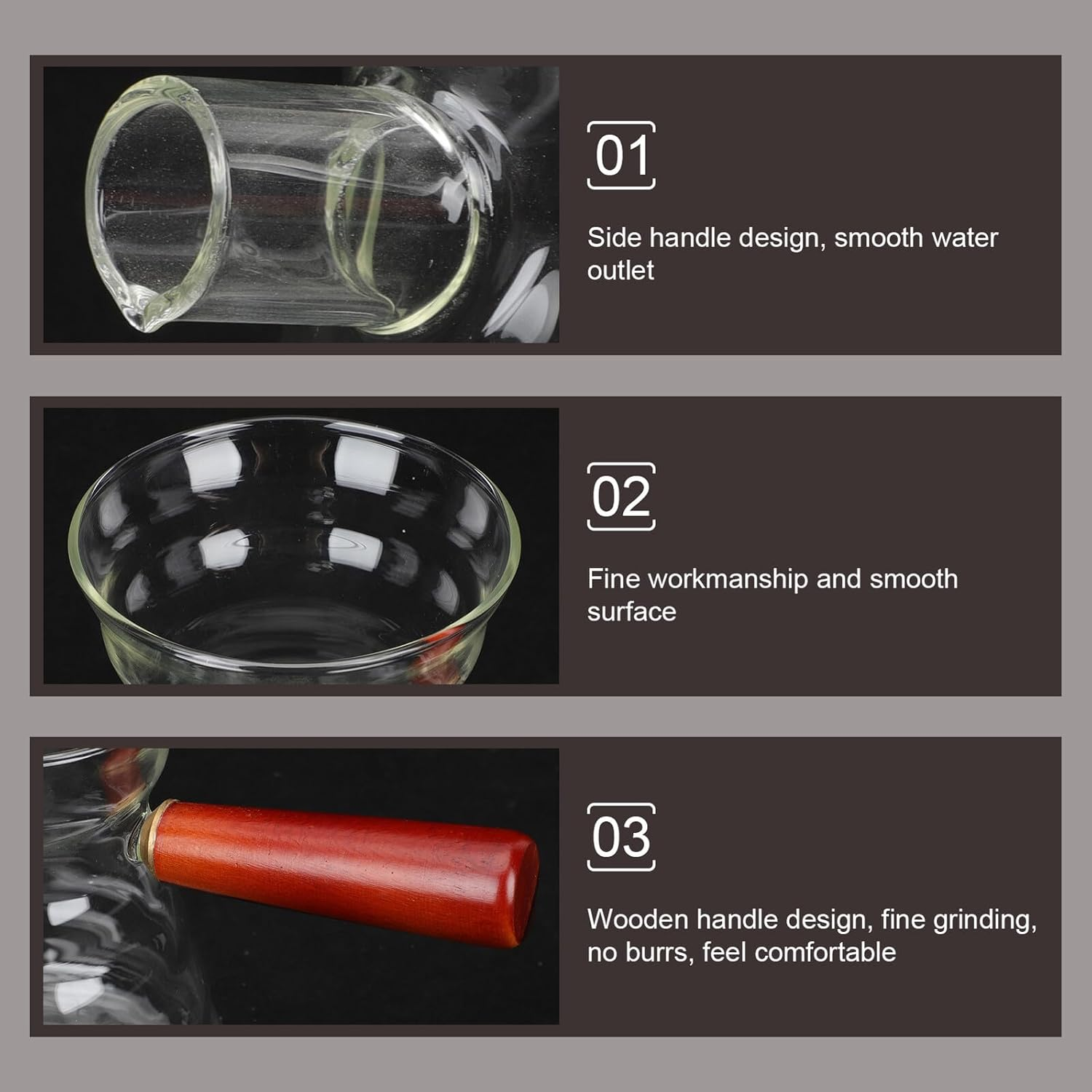 MAGICLULU Heat-Resistant Turkish Glass Coffee Kettle 600Ml with Wooden Handle Manual Pour-Over Pot for Home Coffee Brewing and Espresso Preparation image number 4