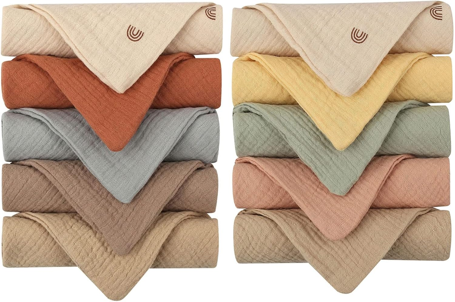 9.06 X 9.06 Inch Baby Wash Cloth, Pack of 10 Muslin Cotton Baby Towels, Soft Wash Cloths Essentials Shower Registry Gift image number 5