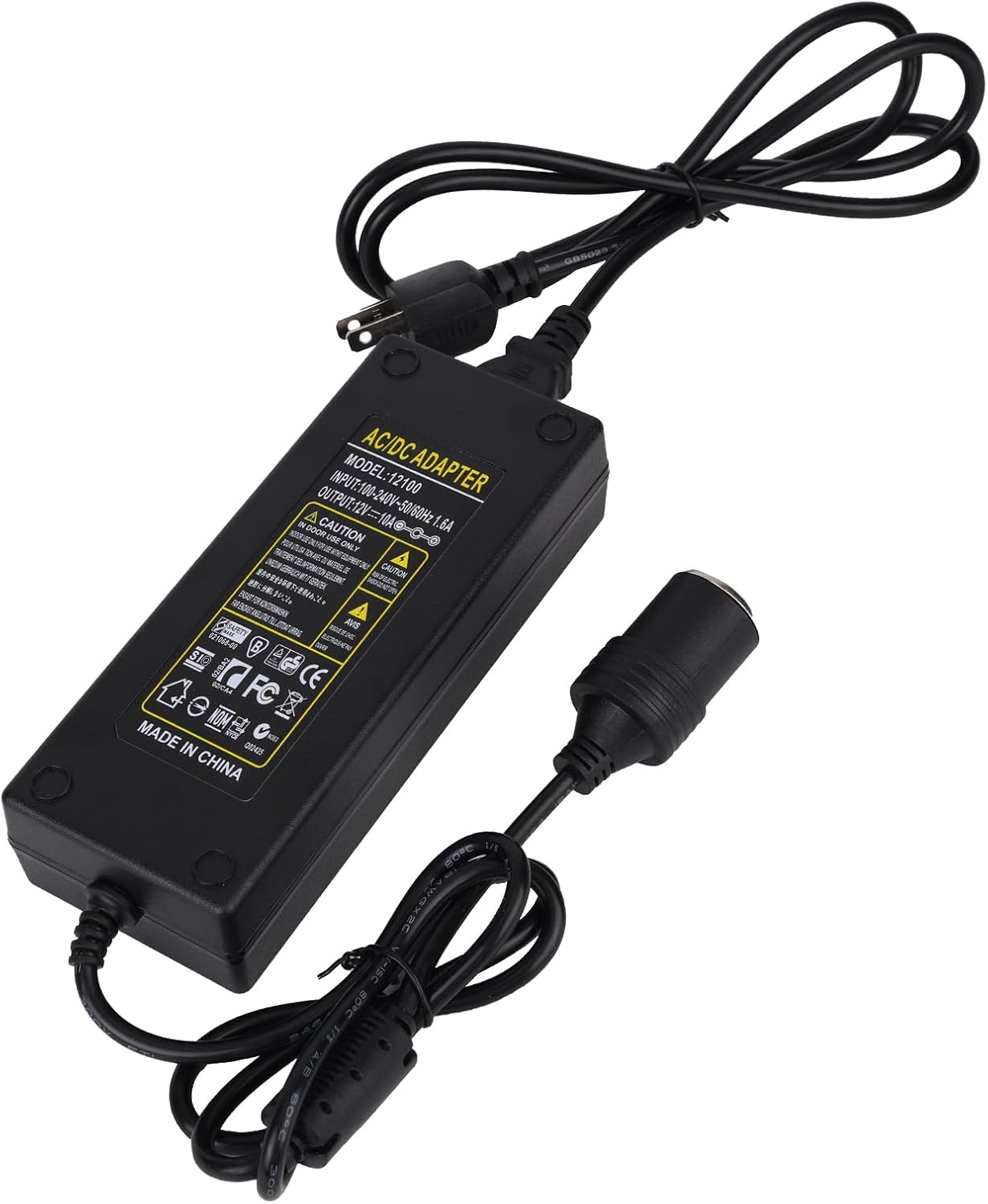 AC to DC 110V to 12V Converter, 10A 120W Power Supply Car Cigarette Lighter Socket Adapter with Wall Plug for Car Electronics Refrigerator Vacuum Cleaner Tire Inflator and More image number 1