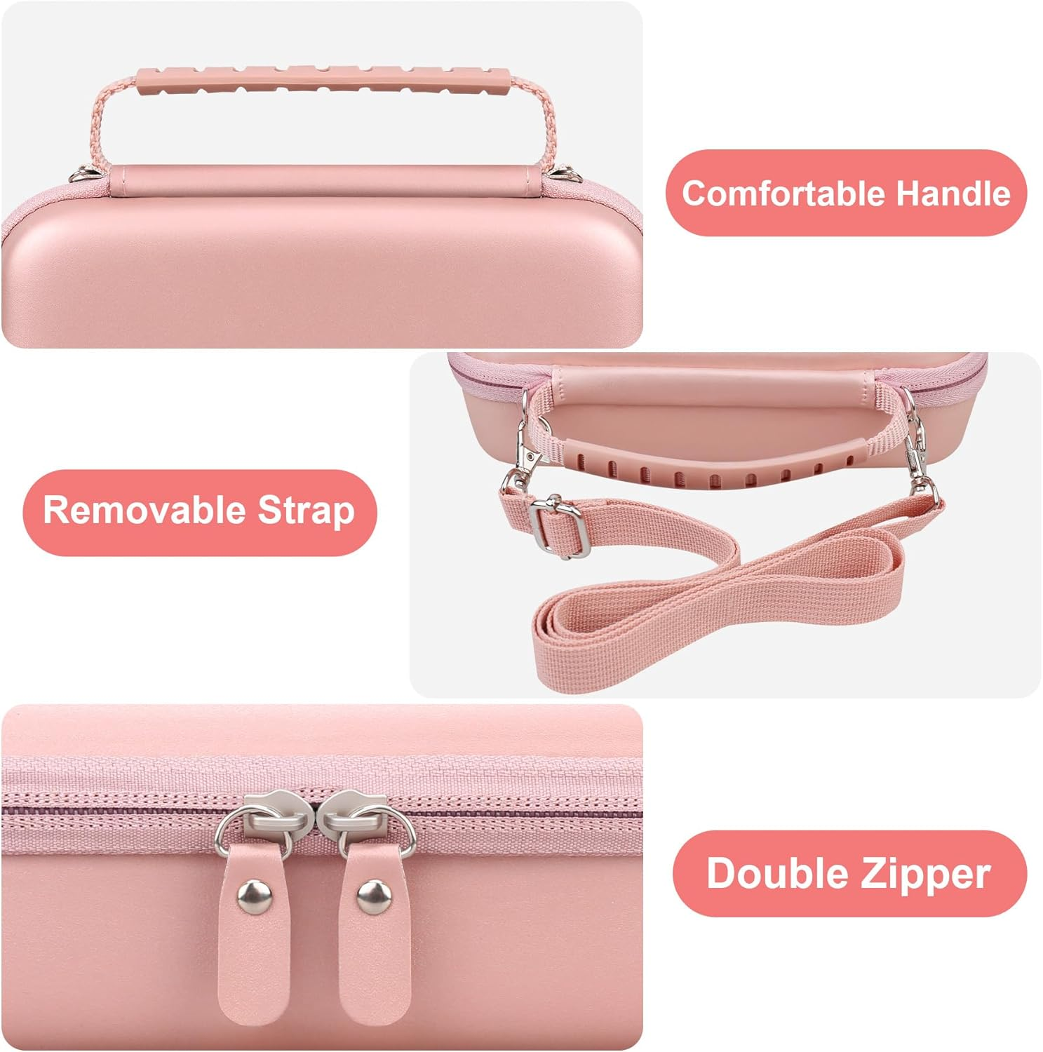 Canboc 4K Digital Camera Case for Oiadek/Vjianger/Hicshon/Vetek 4K Vlogging Camera, Vlogging Camera Bag with Removable Shoulder Strap, Mesh Pocket Fit Lens, Battery, Cable, Rose Gold (Case Only) image number 1