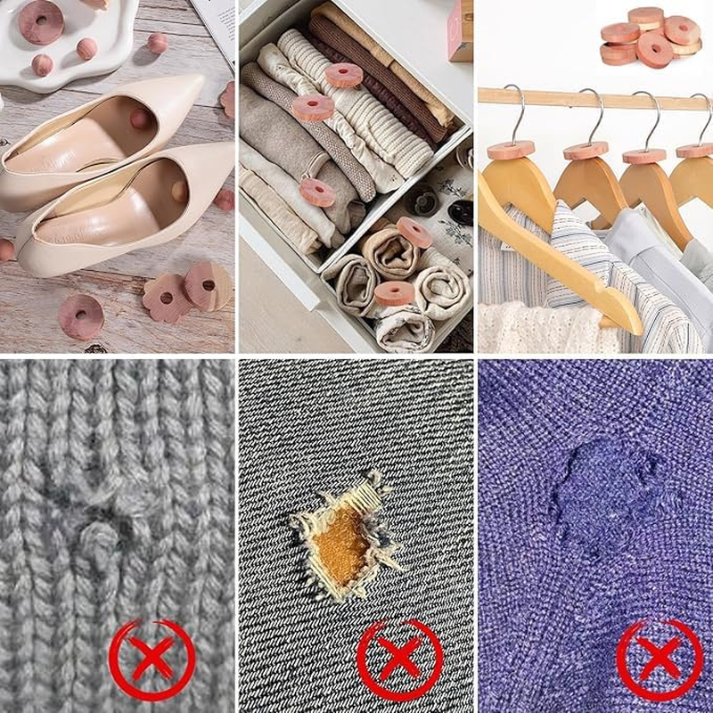 WEZCHUGHAOL Natural Cedar Rings Clothes Storage - 12 Pack Moth Repellent Rings with Fresh Wood Scent, Hanger Hook Design for Closet Organizer, Safe & Long-Lasting Protection for Wardrobe(Round) image number 3