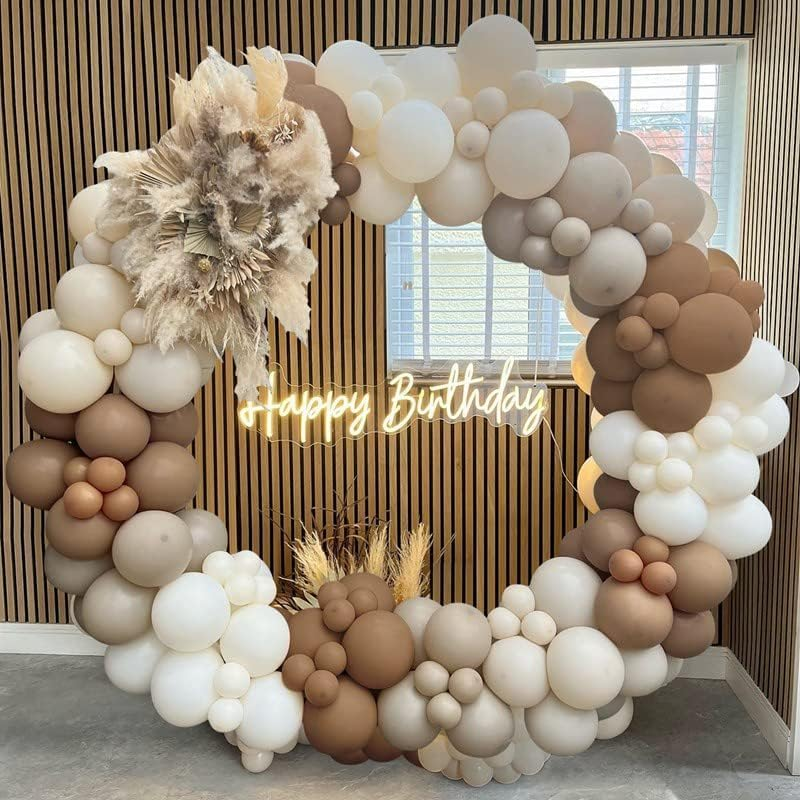 Nude Balloon Arch Kit, Beige Balloons Garland Kit for Birthday Decoration, 137 Pcs Khaki Brown Beige White Balloons, Nude Balloon Arch for Birthday Party, Baby Shower Decorations image number 4
