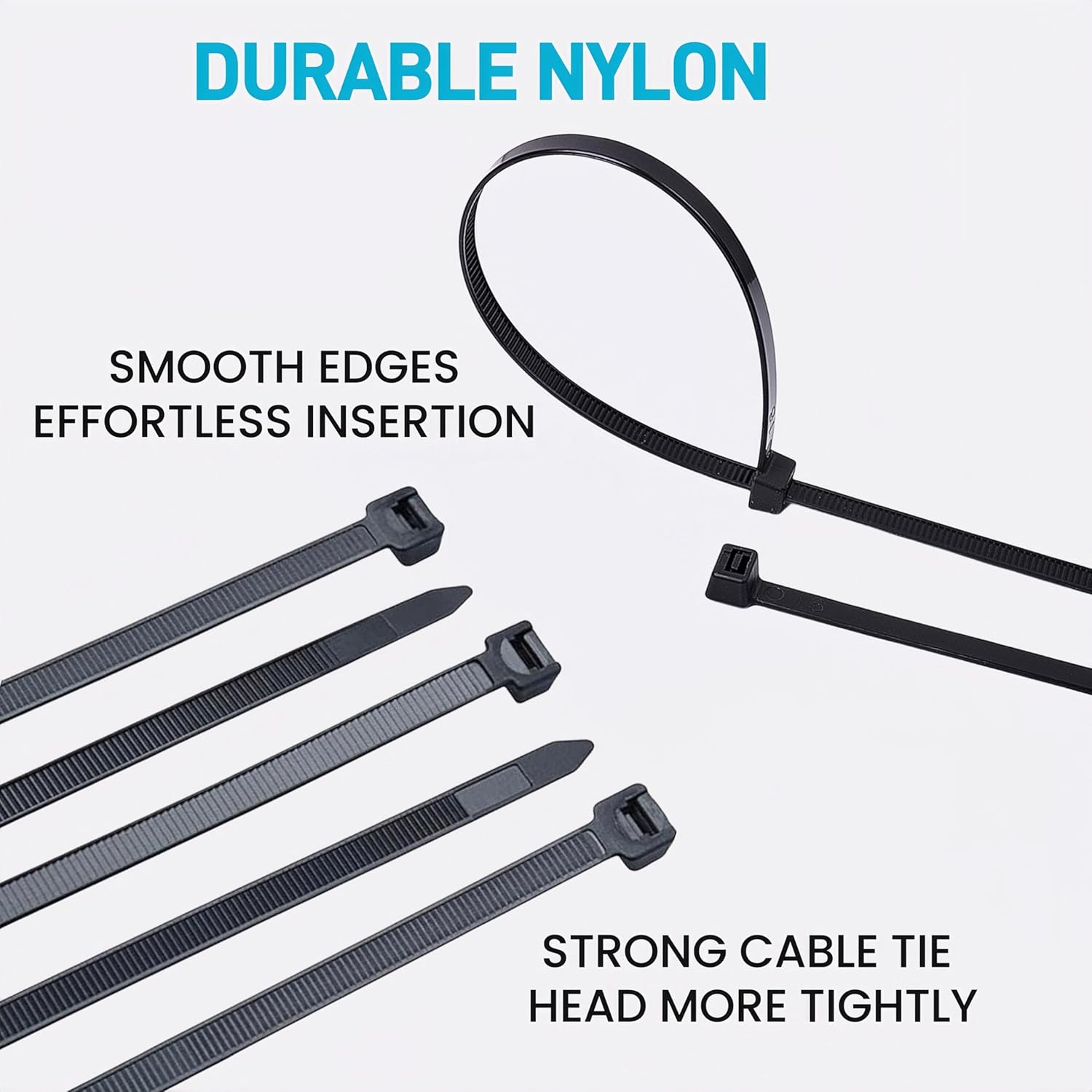 500 Cable Ties, 150Mm X 3.5Mm Nylon Zip Ties, Self-Locking Nylon Cable Wire Ties, Multi-Purpose Cable Zip Ties for Indoor and Outdoor Use (Black) image number 1