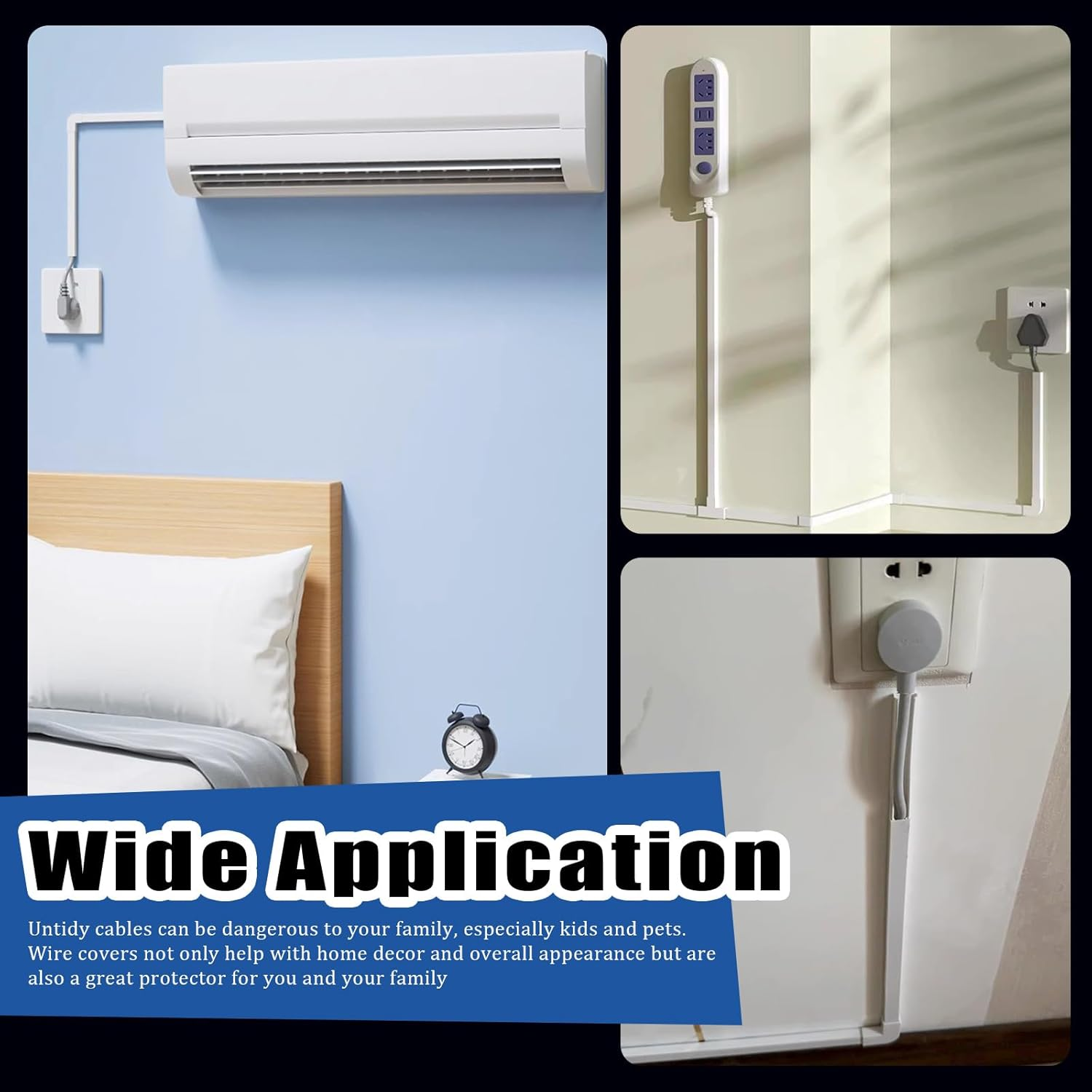 Glarks 22Pcs 15.7In Cord Hider Kit with 6 Types Connectors - Cable Concealer, Organizer, Cover for Wall Mounted TV - Paintable Wire Management System image number 5