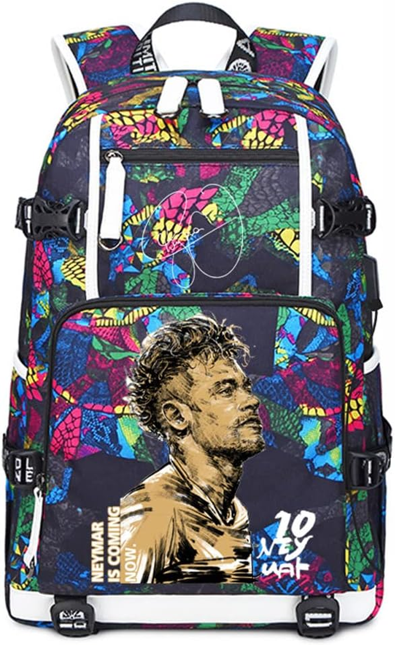 Soccer Player N-Eymar Multifunction Backpack Travel Laptop Fans Multicolour Bag for Men Women, Purple - 3, Free Size image number 1