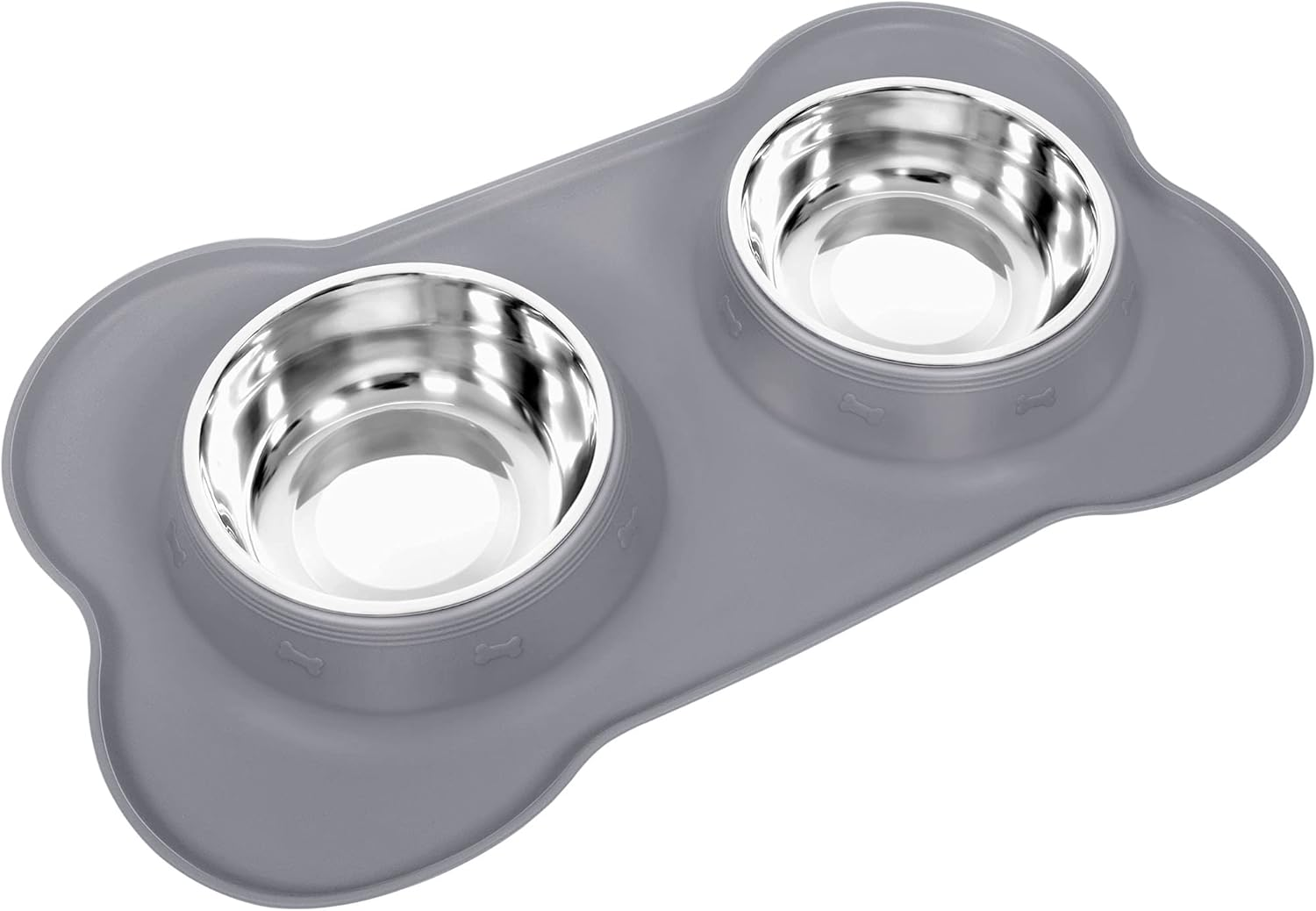 Dog Bowls Set Stainless Steel Double Dog Bowl with No-Spill No-Skid Silicone Mat, Pet Food and Water Bowls Feeder Bowls Puppy Bowl Dog Dishes for Small Medium Dogs Cats