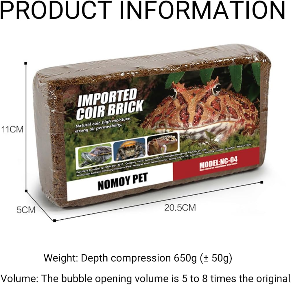 AIMALL 1-Piece Natural Coconut Fiber Soil Substrate Brick for Reptiles, Expandable and Safe Terrarium Bedding for Amphibians, Snakes, and Spiders image number 2