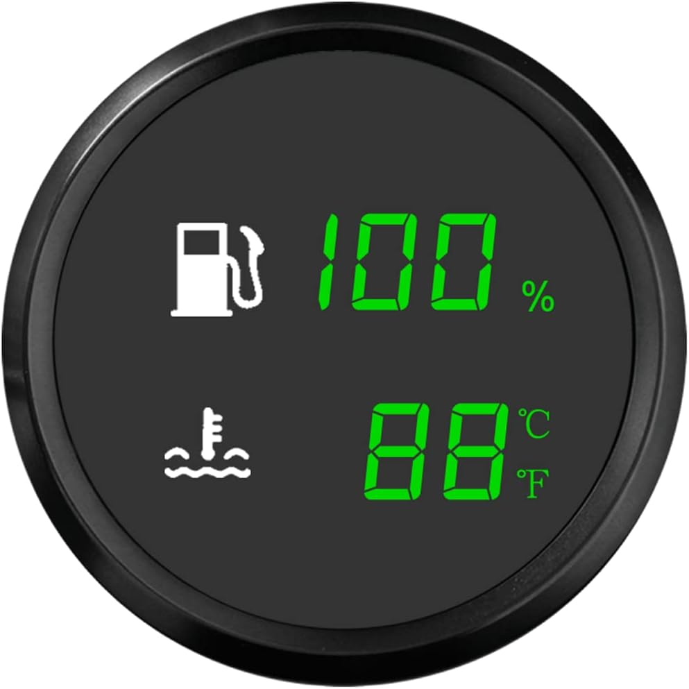 ELING Waterproof 2 in 1 Dual Gauge Water Level Holding Tank Level Alarm 9-32V for RV Vessels Yachts (WH, Black+Black)