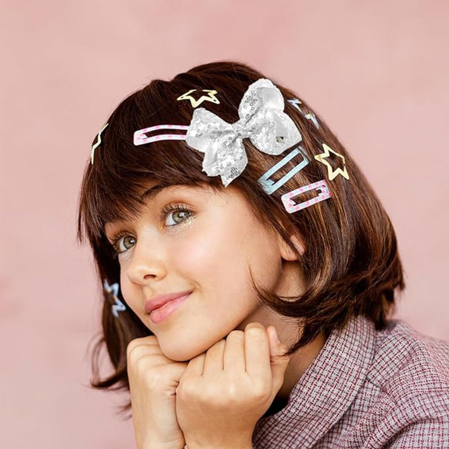 Black Sparkly Glitter Sequin Hair Bows for Girls Toddlers Kids Children Teenage (2PCS) image number 5