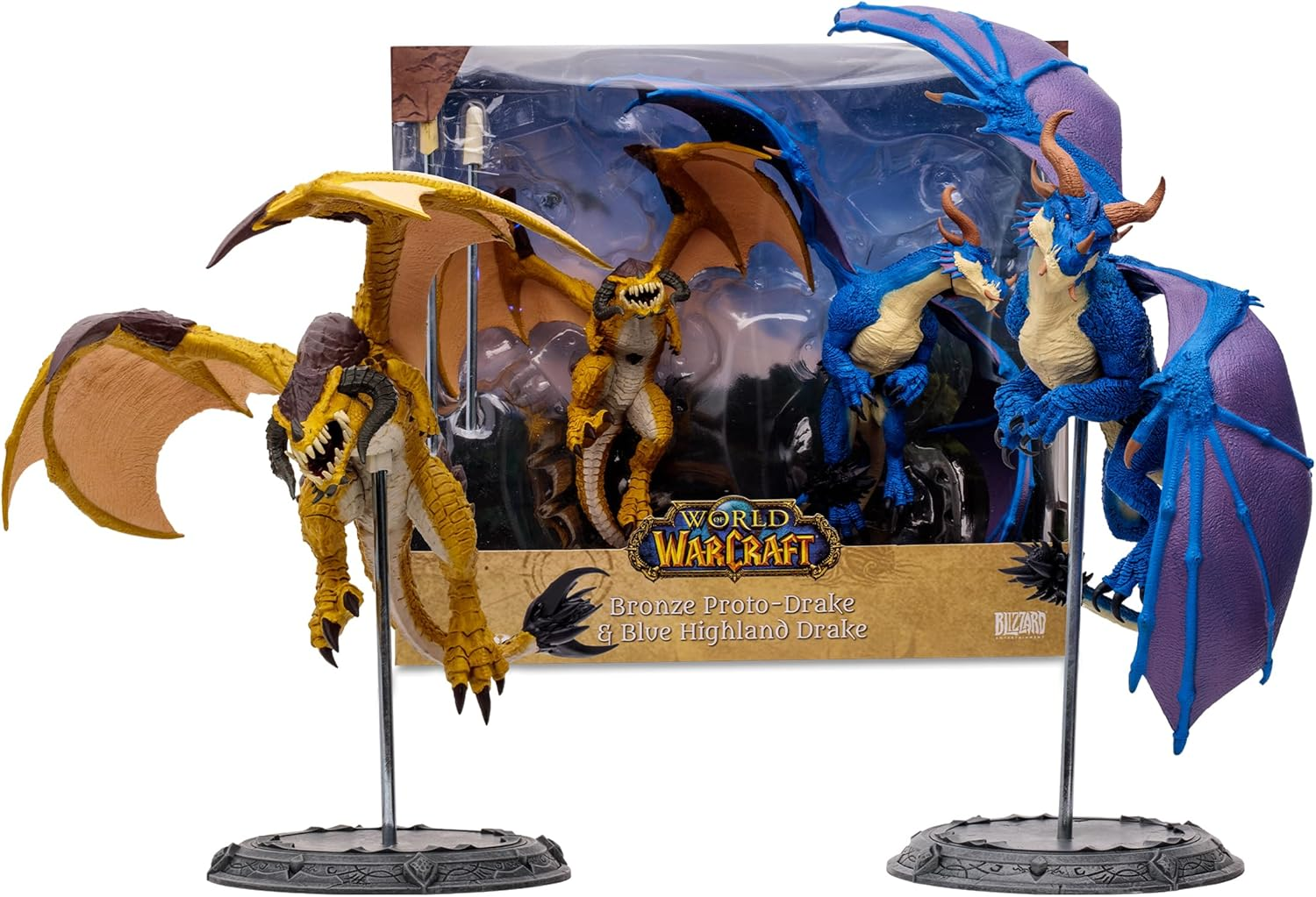Mcfarlane Toys - World of Warcraft Bronze Proto-Drake and Blue Highland Drake 2Pk 1:12 Scale Posed Figures, Gold Label, Amazon Exclusive image number 1