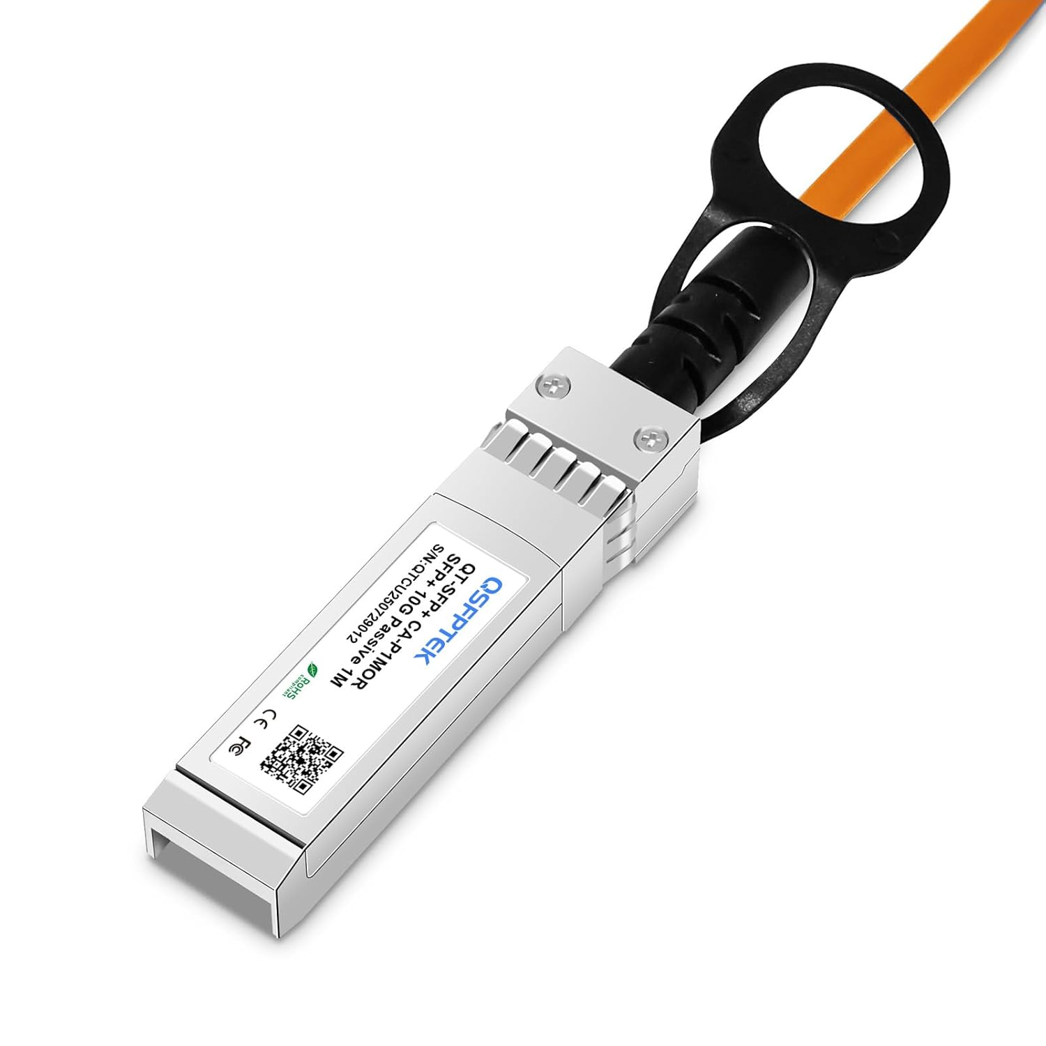 Orange 10G SFP+ DAC Cable, 1M (3Ft) Passive Direct Attach Copper Twinax Cable for Cisco SFP-H10GB-CU1M, Ubiquiti, D-Link, Netgear, Mikrotik, Open Switch Devices image number 3