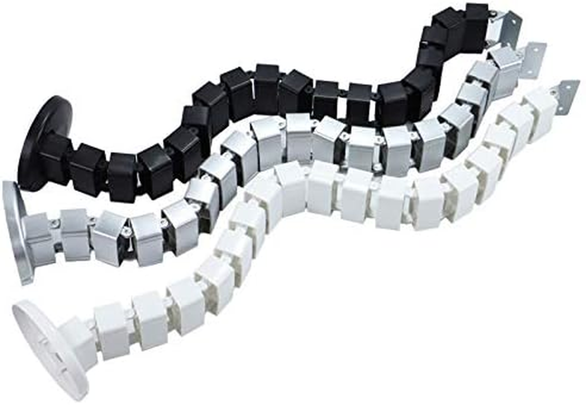 130X6.8X3.5Cm Cable Management Spine Flexible Cable Organiser Cable Cover Protector for Under-Desk Cable Management in Silver, Square - Black image number 2