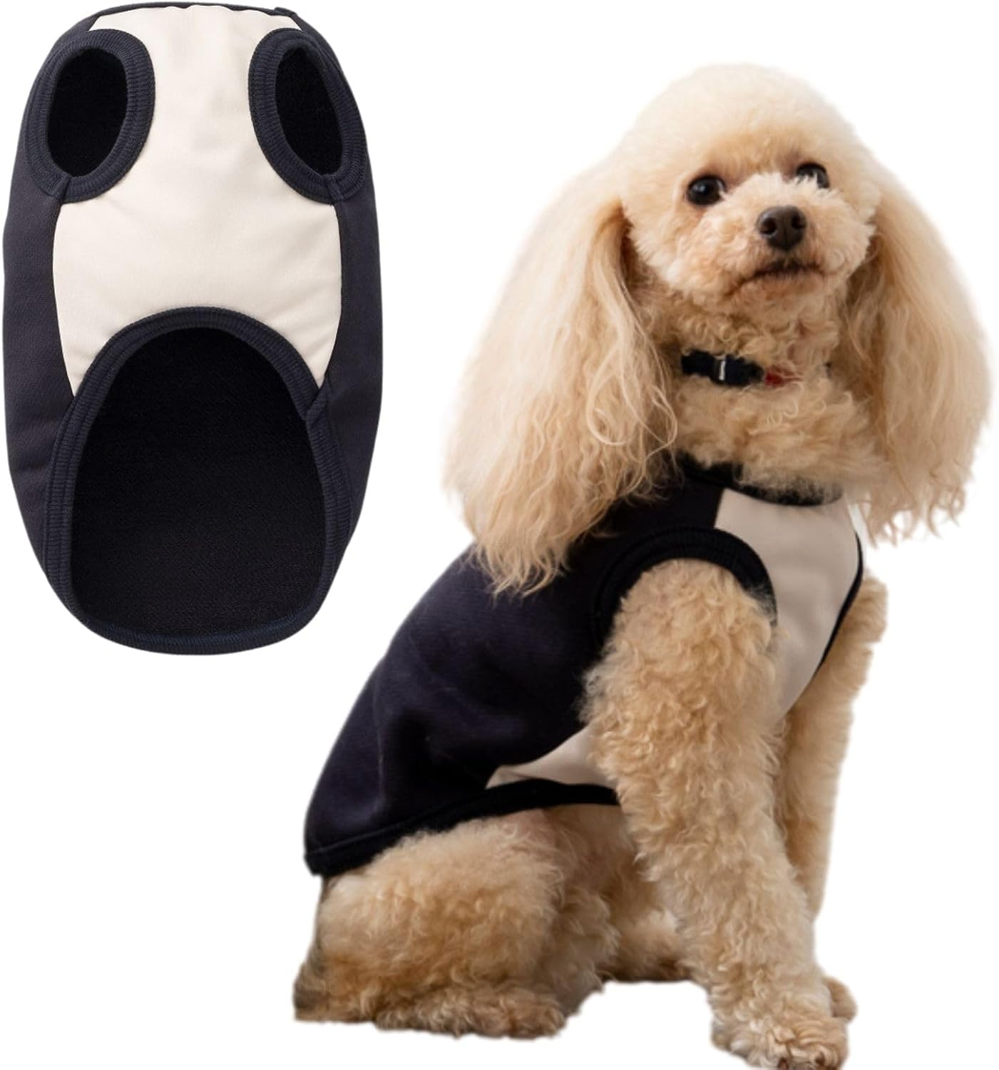 Lalarelax Maintenance 2TG5004-88 Sweatshirt, Navy X Beige, Dog Wear, Far Infrared Ceramic Knit image number 4