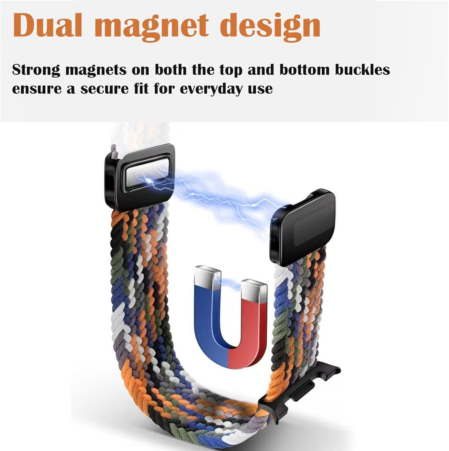 Sport Solo Loop Compatible with Samsung Galaxy Watch 8 40Mm 44Mm/Classic 46Mm Women Men,Magnetic Strap Stretchy Braided Wristband for Galaxy Watch 8/Classic Bands image number 2