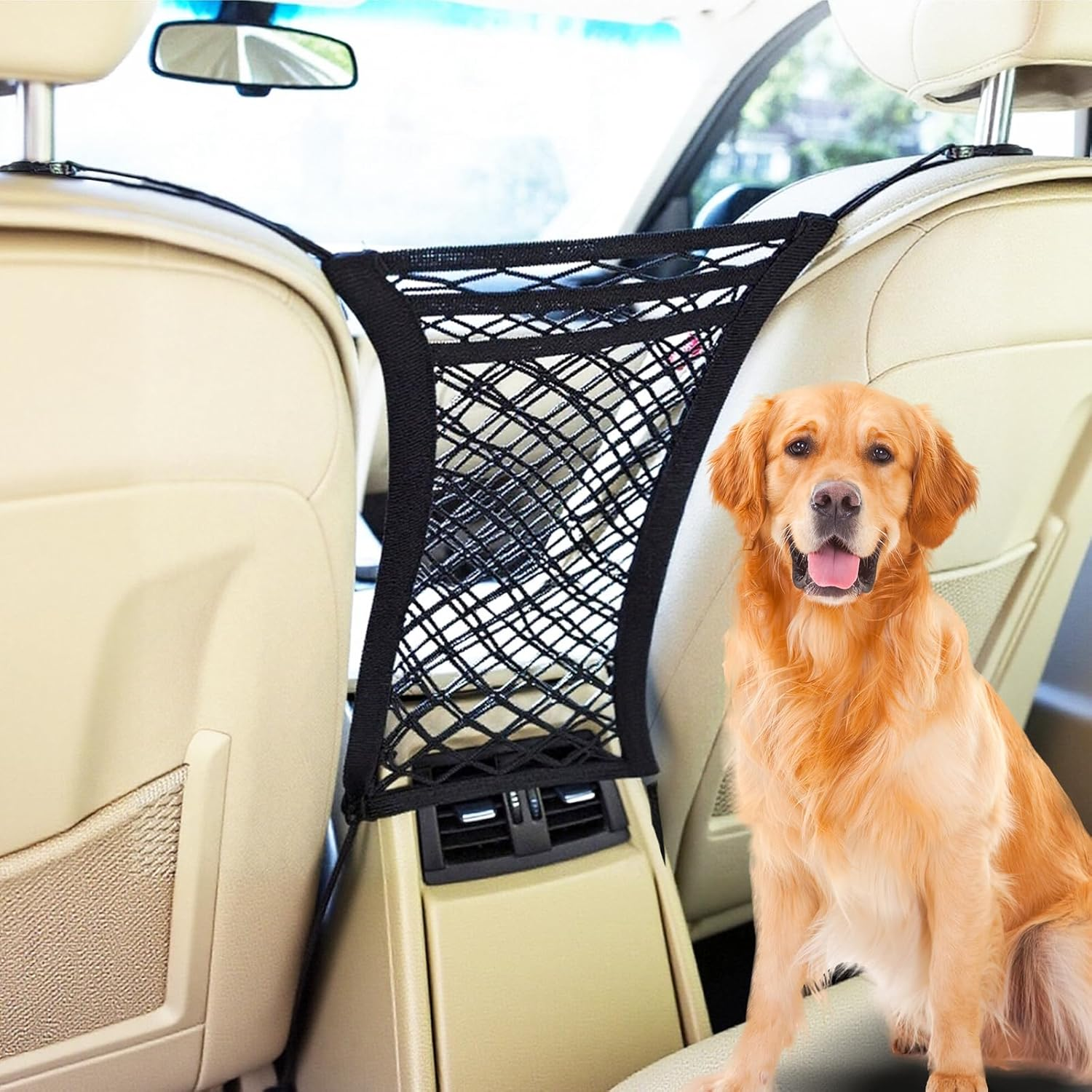 Viiotu 3 Layer Purse Holder for Car, Seat Back Net Bag, Universal for Cars, SUV &Sedan, Durable Car Organisation for Safe Driving with Children Pets (Large) image number 5