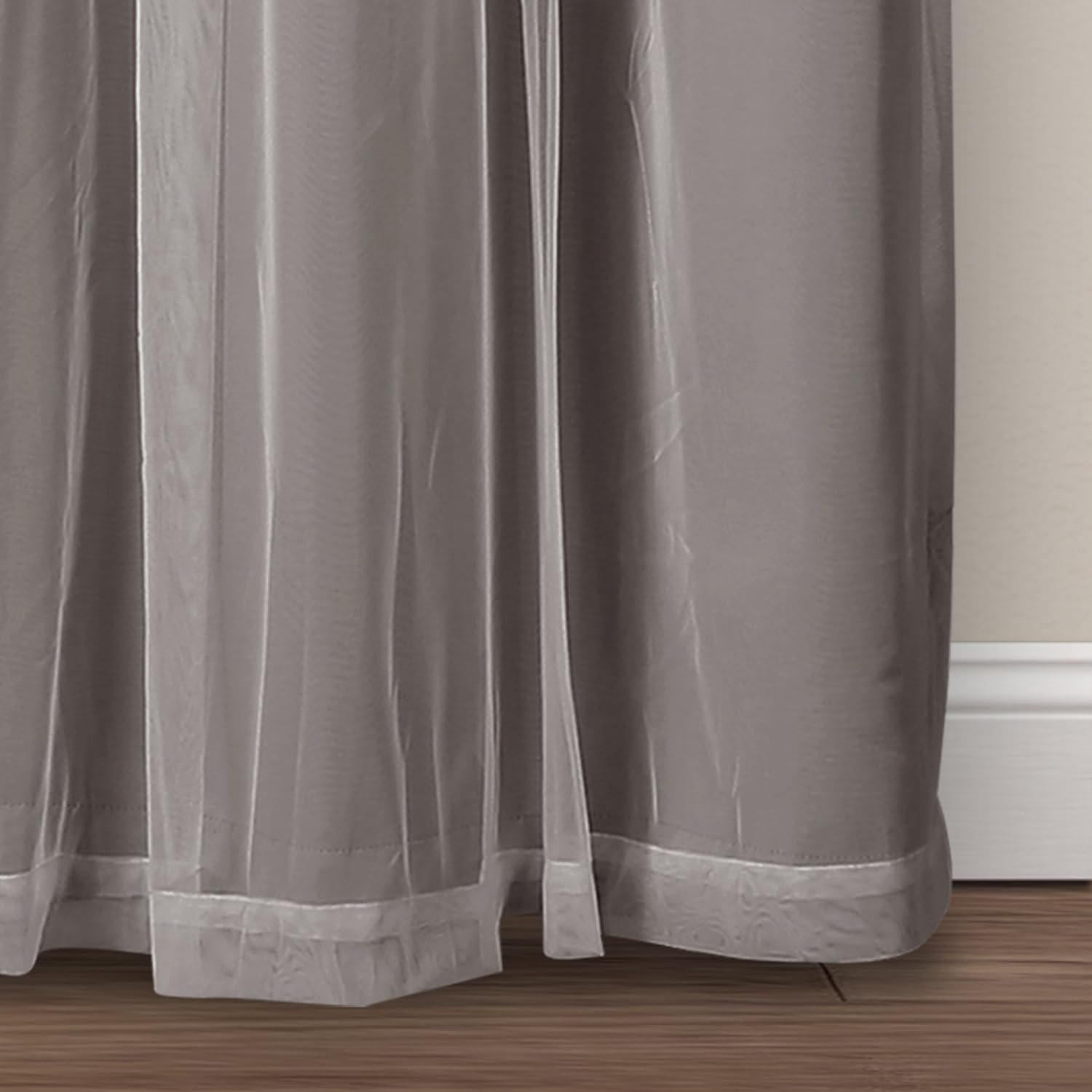 Lush Decor Sheer Grommet Curtains Panel with Insulated Blackout Lining, Room Darkening Window Curtain Set (Pair), 38" W X 84" L, Dark Gray image number 4