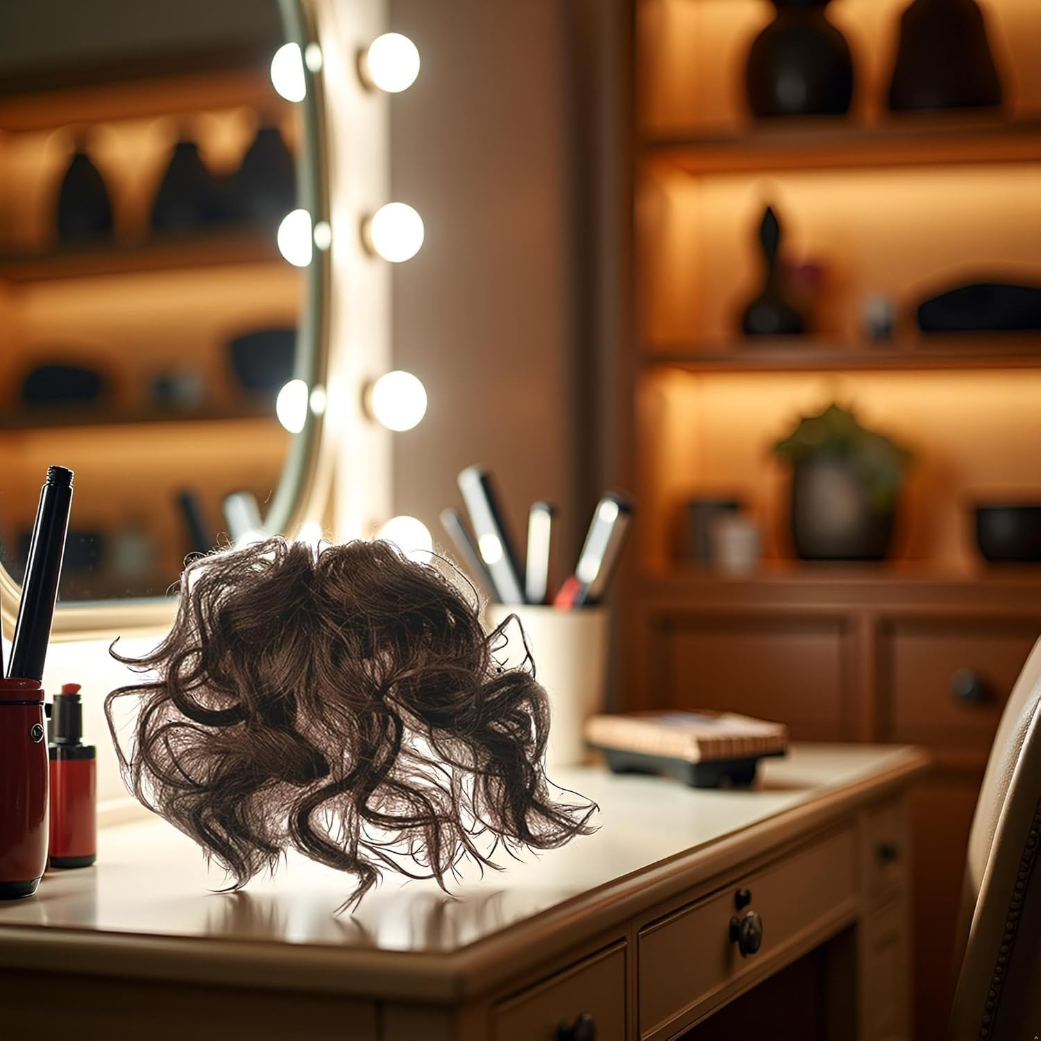 Brown Artificial Bangs Natural Fluffy Curly Fake Bangs for Girls Clip in Hair Extensions Hairpiece Light Hairpieces Hair Extensions Wigs and Accessories