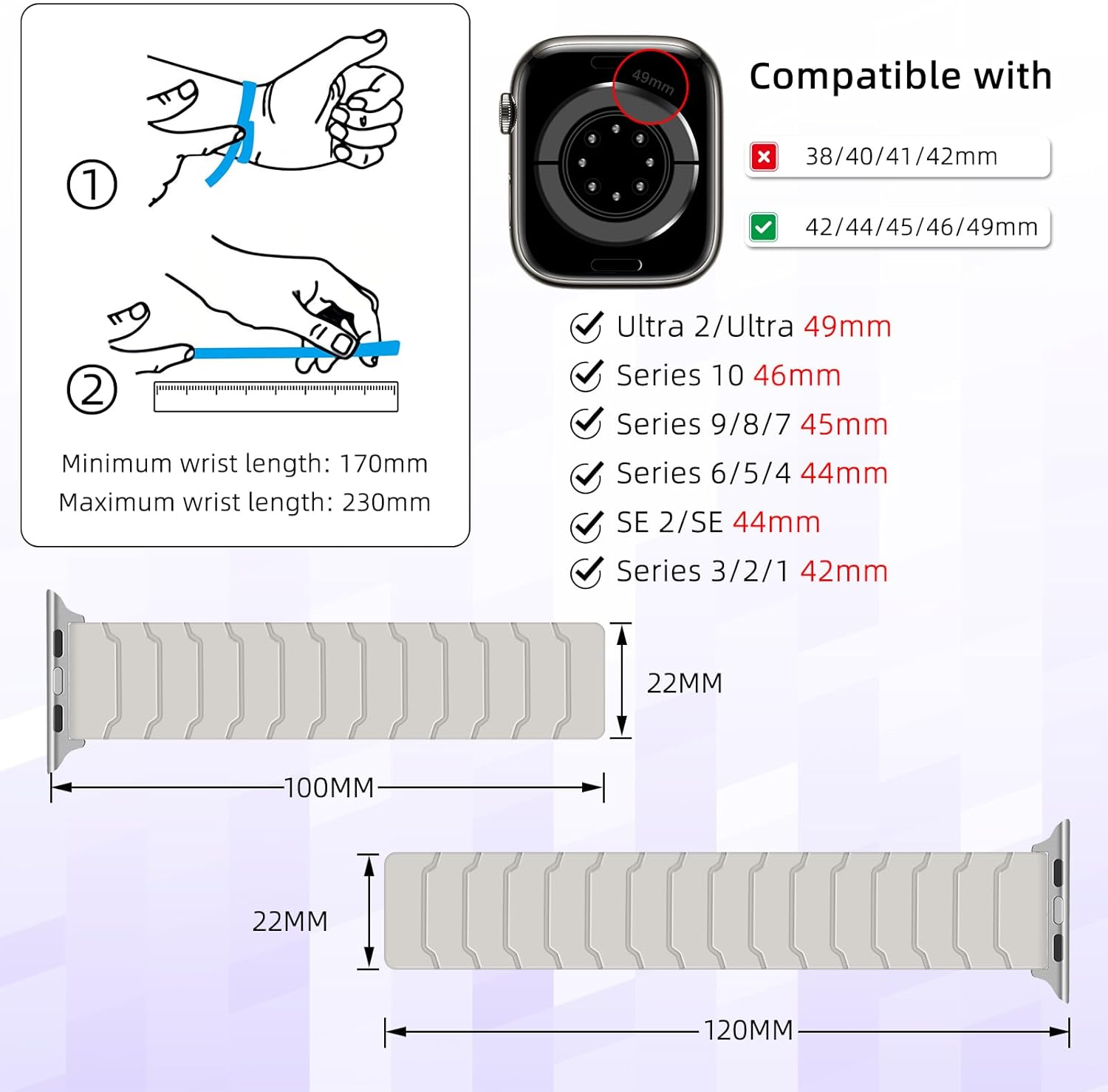 Hinnwer Magnetic Strap Compatible with Apple Watch Straps 46Mm 42Mm 41Mm 40Mm 38Mm 49Mm for Men Women, Strong Silicone Magnetic Sport Loop Bands for Apple Watch SE 2/Se/Series 10/9/8/7/6/5/4/3/2/1