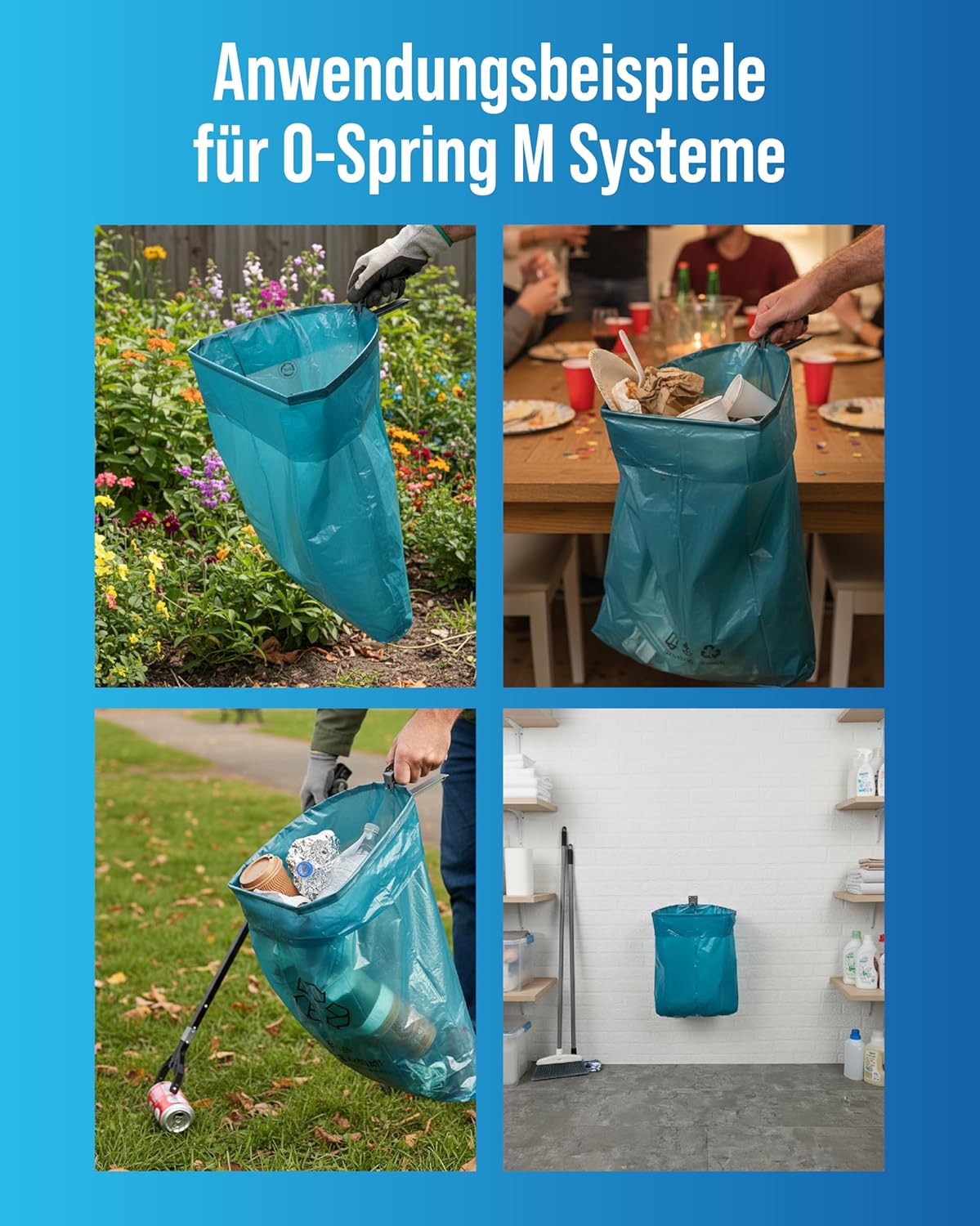 Bin Liners 35 L, in Blue Made from Recycled LDPE Material, 3 X 35 Pieces/Roll, Sturdy Robust Bin Liners Ideal for Building Cleaning, Healthcare, Catering, Kitchen Waste, Residual Waste image number 1