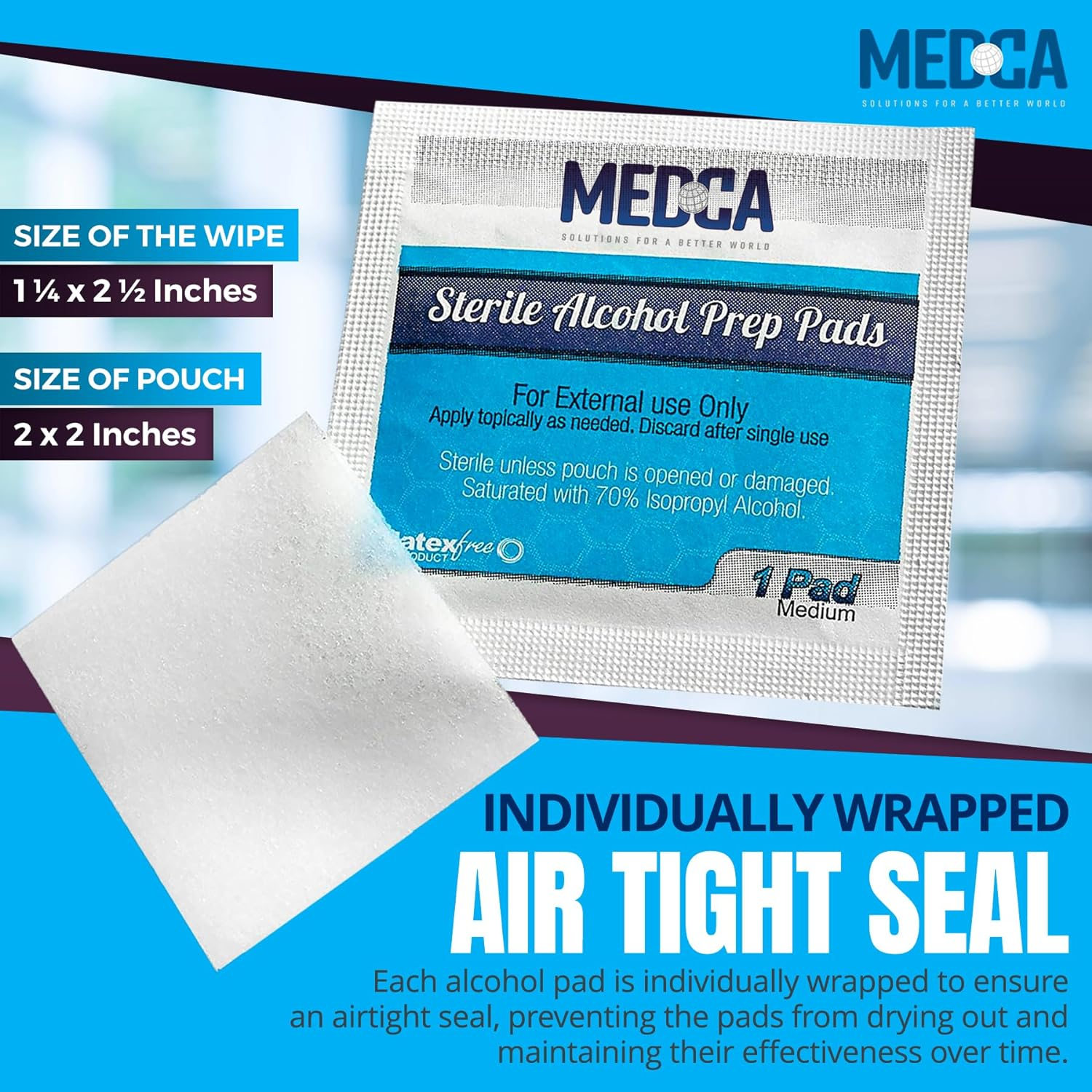 Medca Alcohol Prep Pads, Sterile, Medium, 2-Ply (PACK of 300) image number 6