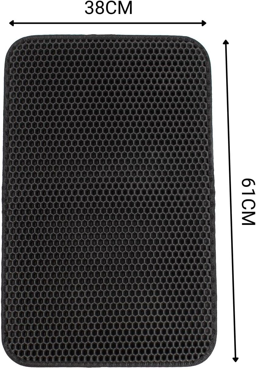 Lionto Cat Litter Mat for Cat Litter Tray with Non-Slip Coating, 61 X 38 X 1.3 Cm, Cat Litter Mat, Waterproof & Easy to Clean, Effective Absorption of Cat Litter in Honeycomb Design, Black image number 4