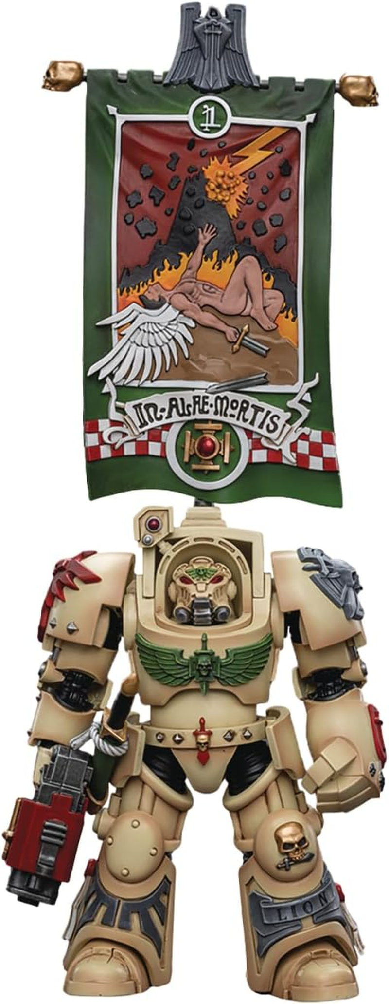 Joytoy Warhammer Collectibles: 1/18 Scale Dark Angels Deathwing Ancient with Company Banner Action Figure)