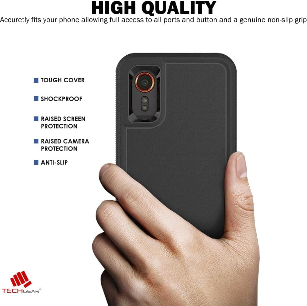 TECHGEAR Galaxy Xcover 7 Tough Armoured Case - Shockproof, Rugged, Sturdy [Heavy Duty Protection] [Non-Slip] 2-Layer Impact Phone Case Cover Designed for Samsung Galaxy Xcover 7 5G (Black) image number 2