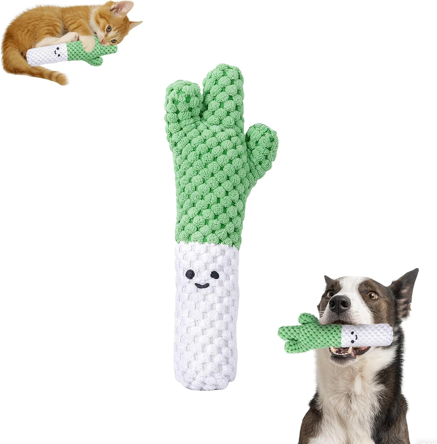 ZWWOGE Interactive Cat Toy, Plush, Cat Accessories, Interactive Teething Toy for Kittens, Spring Onions, Squeaker for Plush Toys, Interactive Toy for Cats and Dogs image number 2