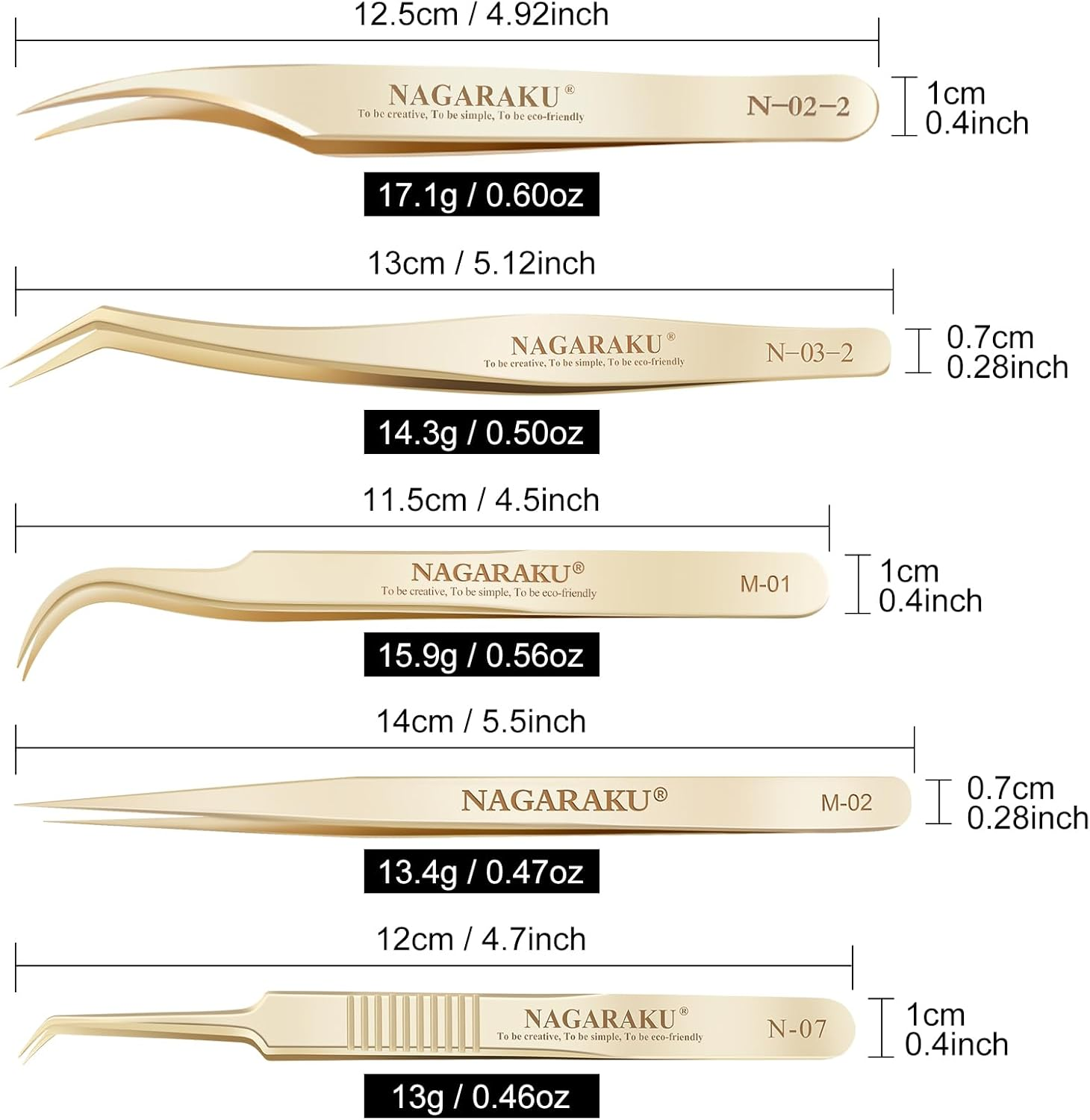 NAGARAKU 5 PCS Tweezers for Eyelash Extensions Straight and Curved Precision Professional Volume Easy Fanning Lash Precise Point Lash Tweezers with Storage Case Bag