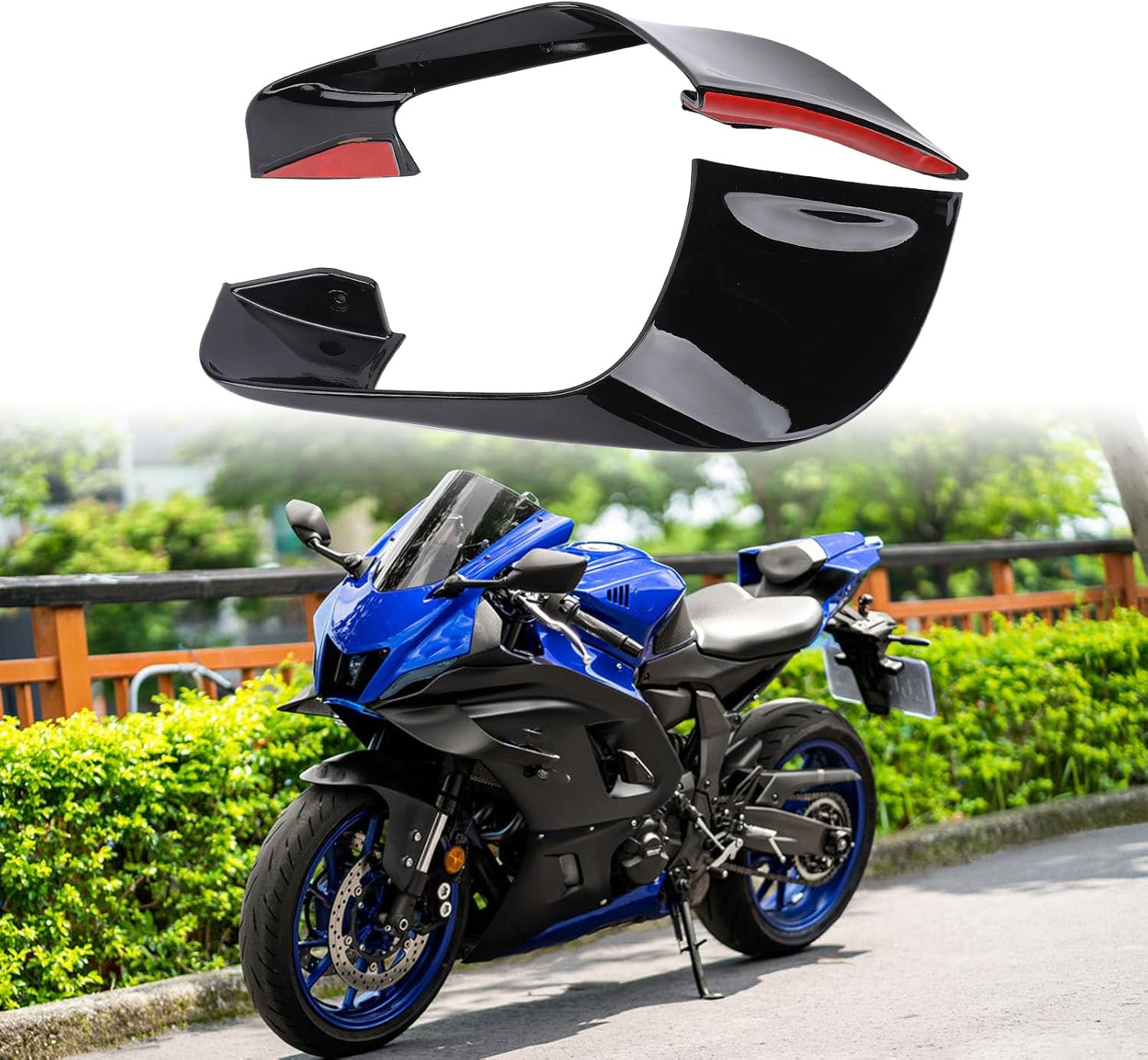 Motorcycle Fairing Side Winglets anti Skid Effect Design, Improved Stability and Maneuverability with Unique Shape for YZF R7 2020-2024, ABS Material (Black) image number 3