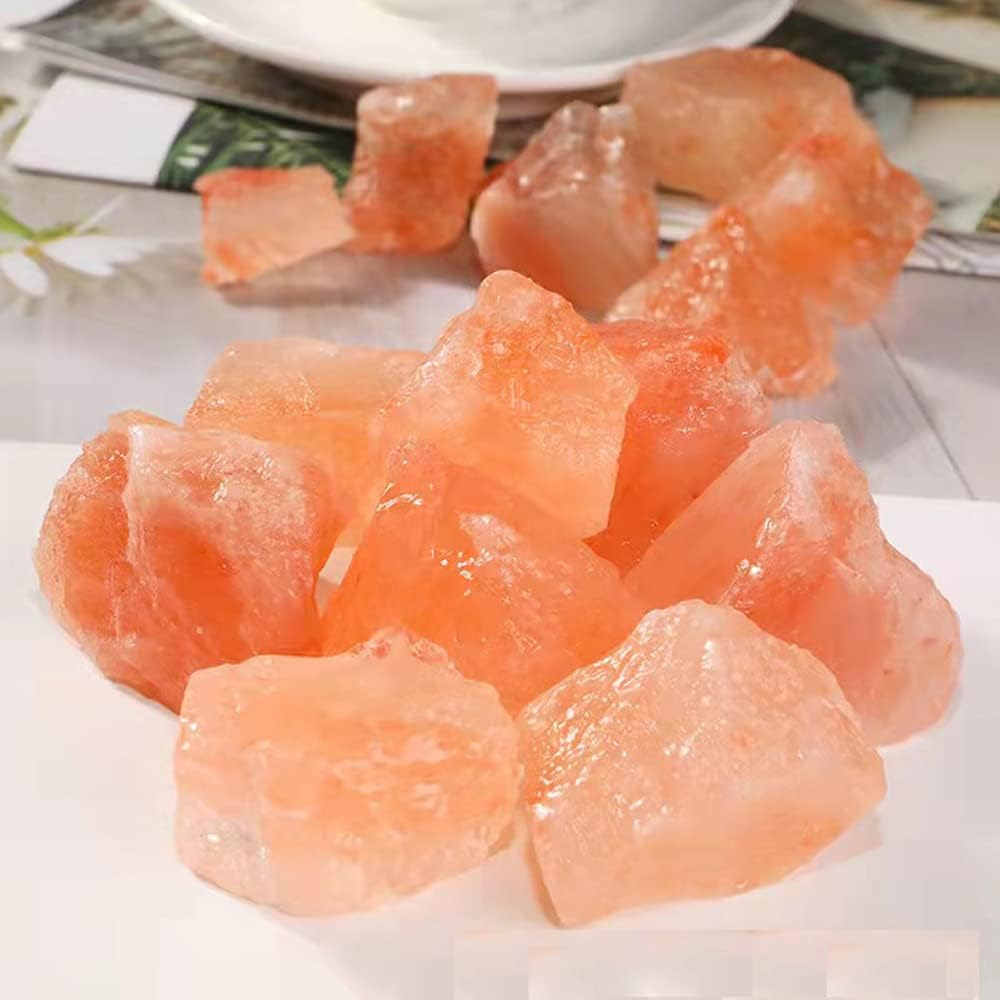 RCSTONE 1.18 to 1.97 Inches Himalayan Pink Crystal Salt Stones, 0.22 Pounds Himalayan Pink Salt Chunks for Salt Rock Lamp,Salt Bowl,And Decorations M33, Orange image number 5