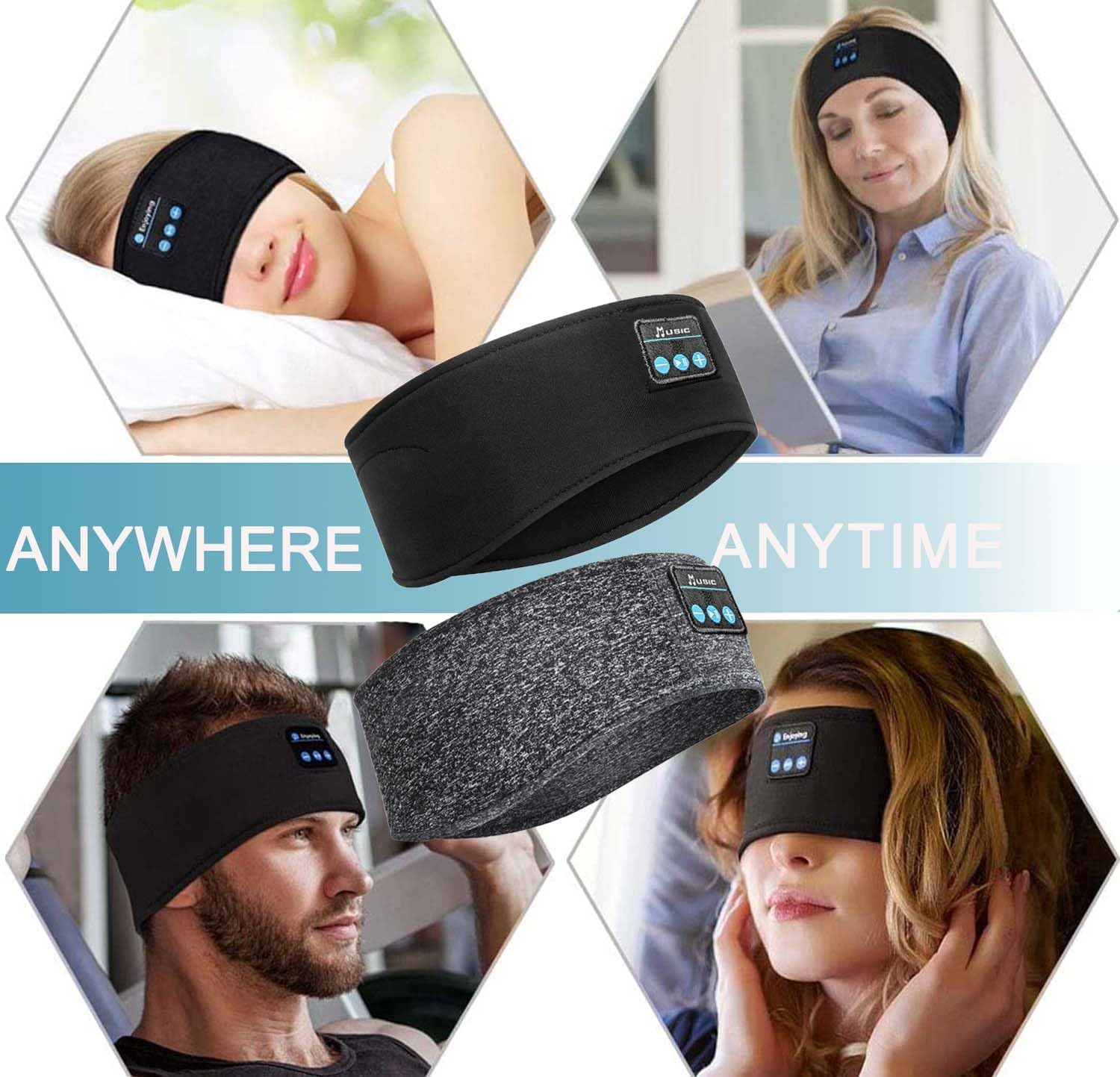 ZRUHIG 2 Sleep Headphones Bluetooth Headphones for Sleeping with Slim Type-C HD Speaker for Side Sleep/Yoga/Travel/Running image number 1