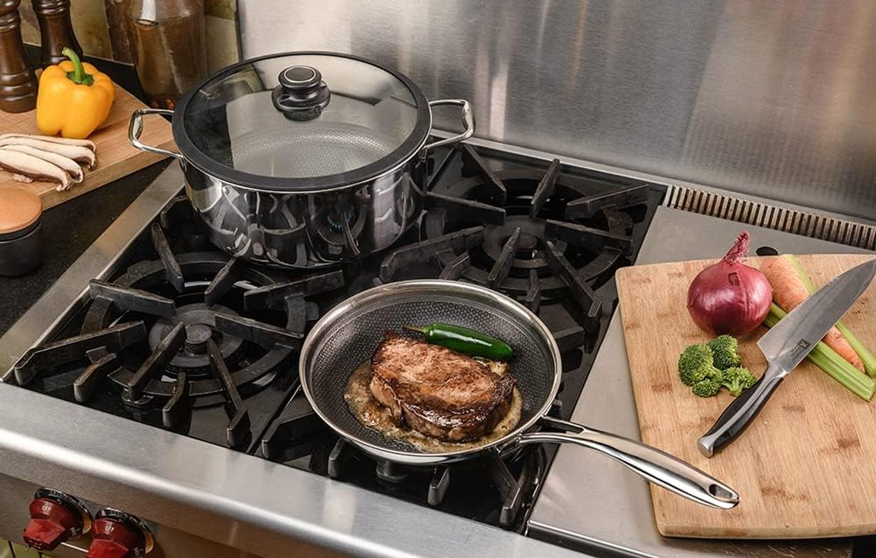 Frieling USA BC120 Black Cube Hybrid Stainless/Nonstick Cookware Fry Pan, Black/Silver image number 4