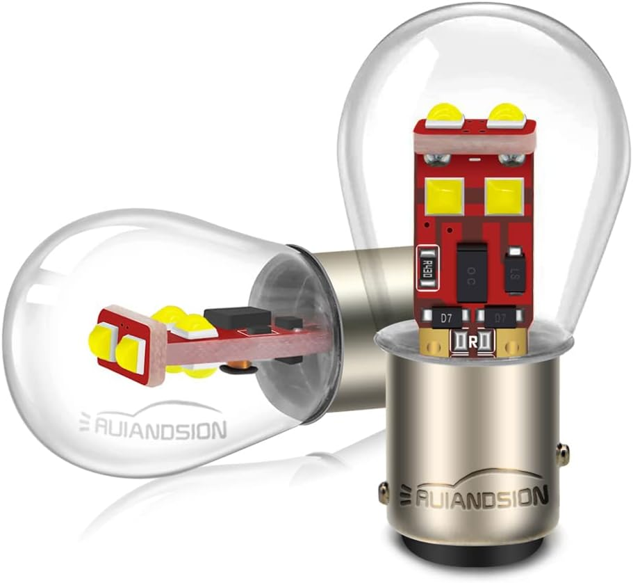 Ruiandsion 2Pcs 1157 LED Bulb,Upgrade 12V White BAY15D 2057 2357 7528 Bulb Replacement for Backup Reverse Brake Tail Lights,Non-Polarity image number 2