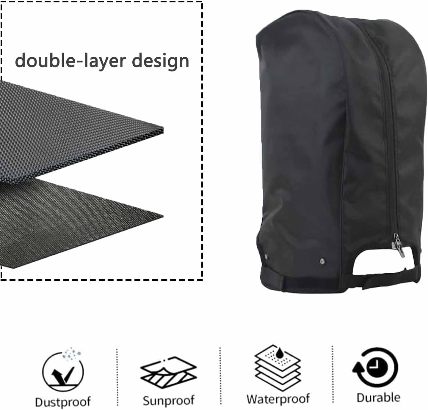 Roczential Golf Bag Cover of Waterproof, Universal Golf Cart Rain Hood for Push Trolley & Tour Bags - Windproof Black Polyester Travel Cover for Men Women image number 6