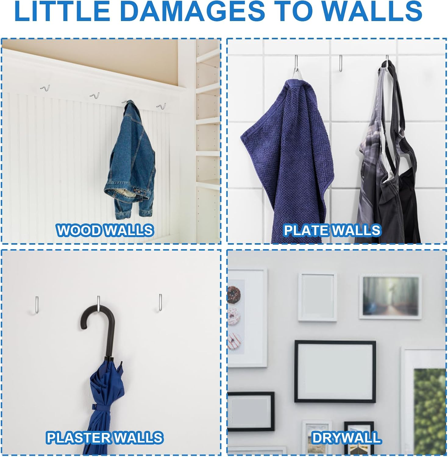 30Pcs Super Hook Picture Hanger, Stainless Steel Monkey J Super Hooks Picture Hanger Hooks for Drywall Wood Plaster Walls, Gorilla Hanging Pictures Mirrors Artworks, for Home Office Decorations image number 3