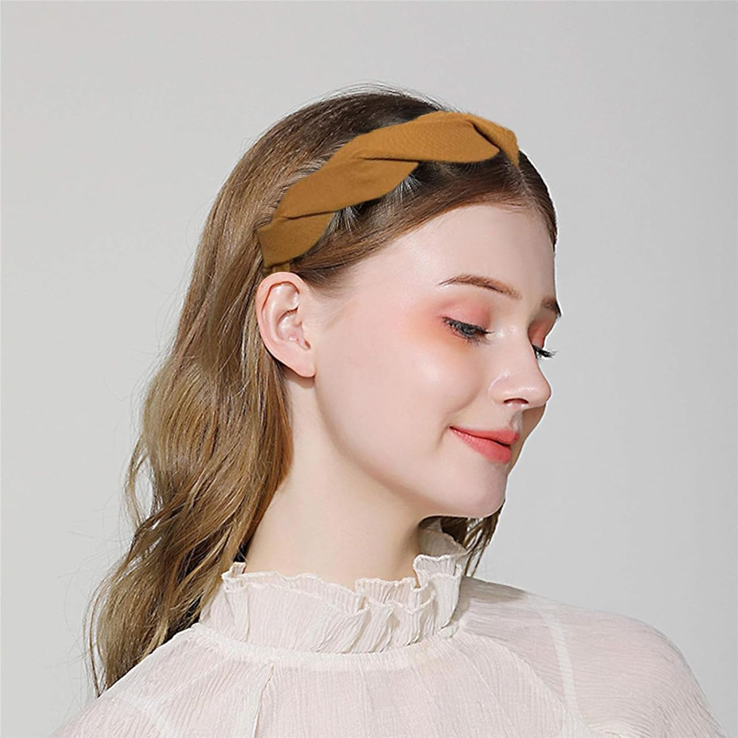 Rabbfit 3 Pieces Fashion Solid Headbands Wide Braided Headband Fabric Hair Bands with Tooth 3Cm Full Colors Weave for Women and Girls 3 Colors