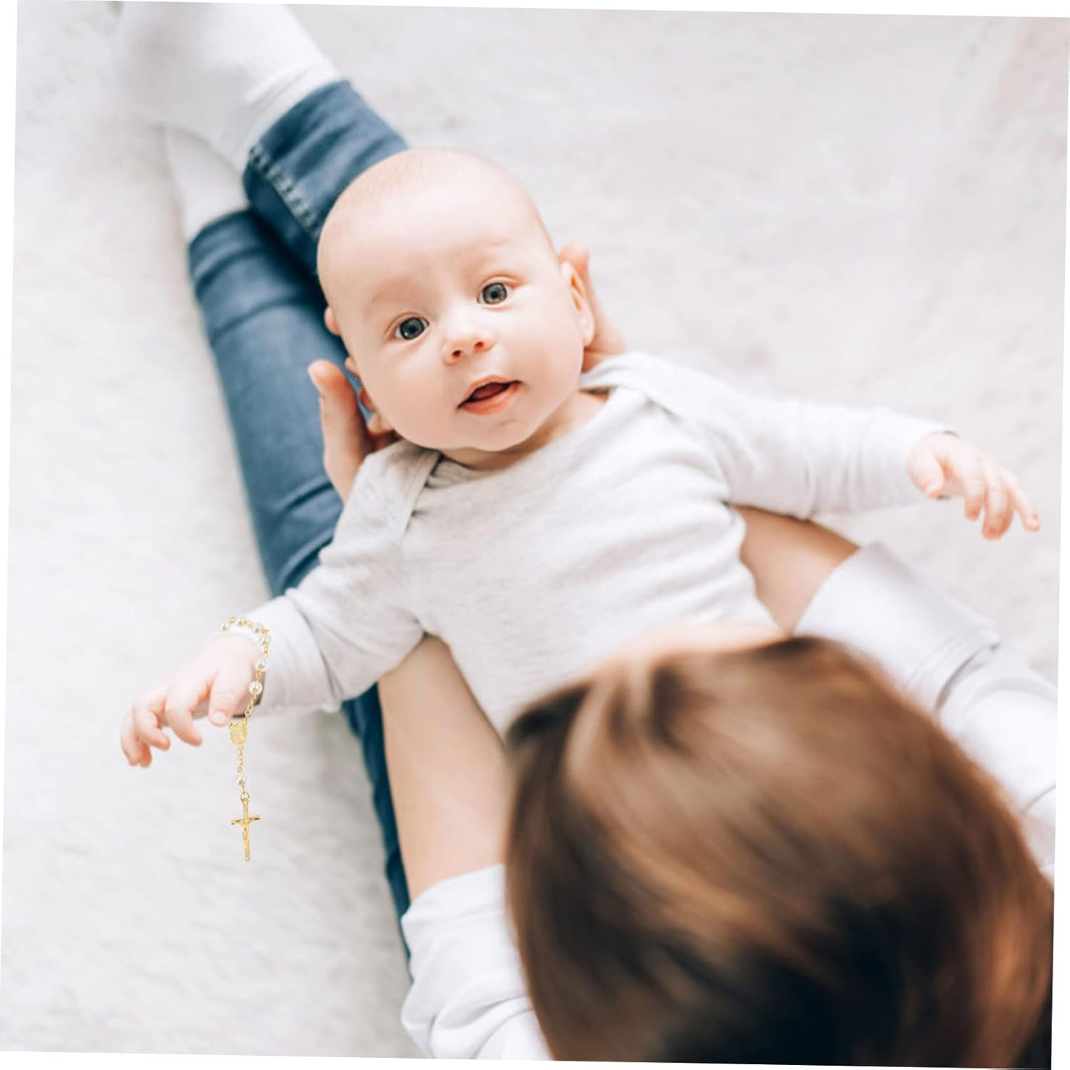 KOMBIUDA 6Pcs Rosary Cross Bracelet Finger Rosaries for Shower Boys Unique Baptism Favors Christian Elegant Party Accessories image number 4