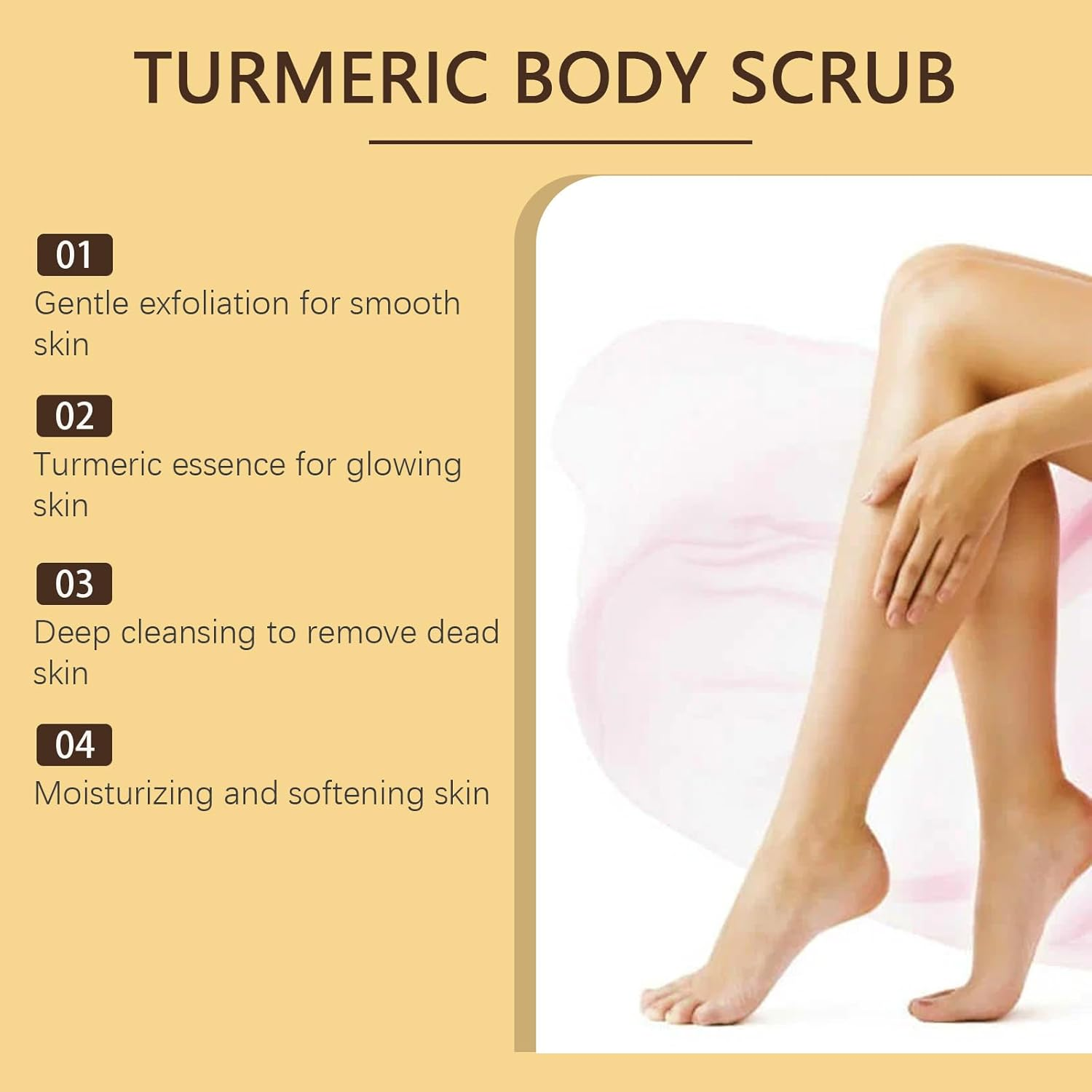 Turmeric Body Scrub Exfoliator &ndash; Brightening, Deep Cleansing, Moisturizing Natural Exfoliant for Dull, Dry Skin, Bikini Area, Gentle Exfoliation Polish image number 1
