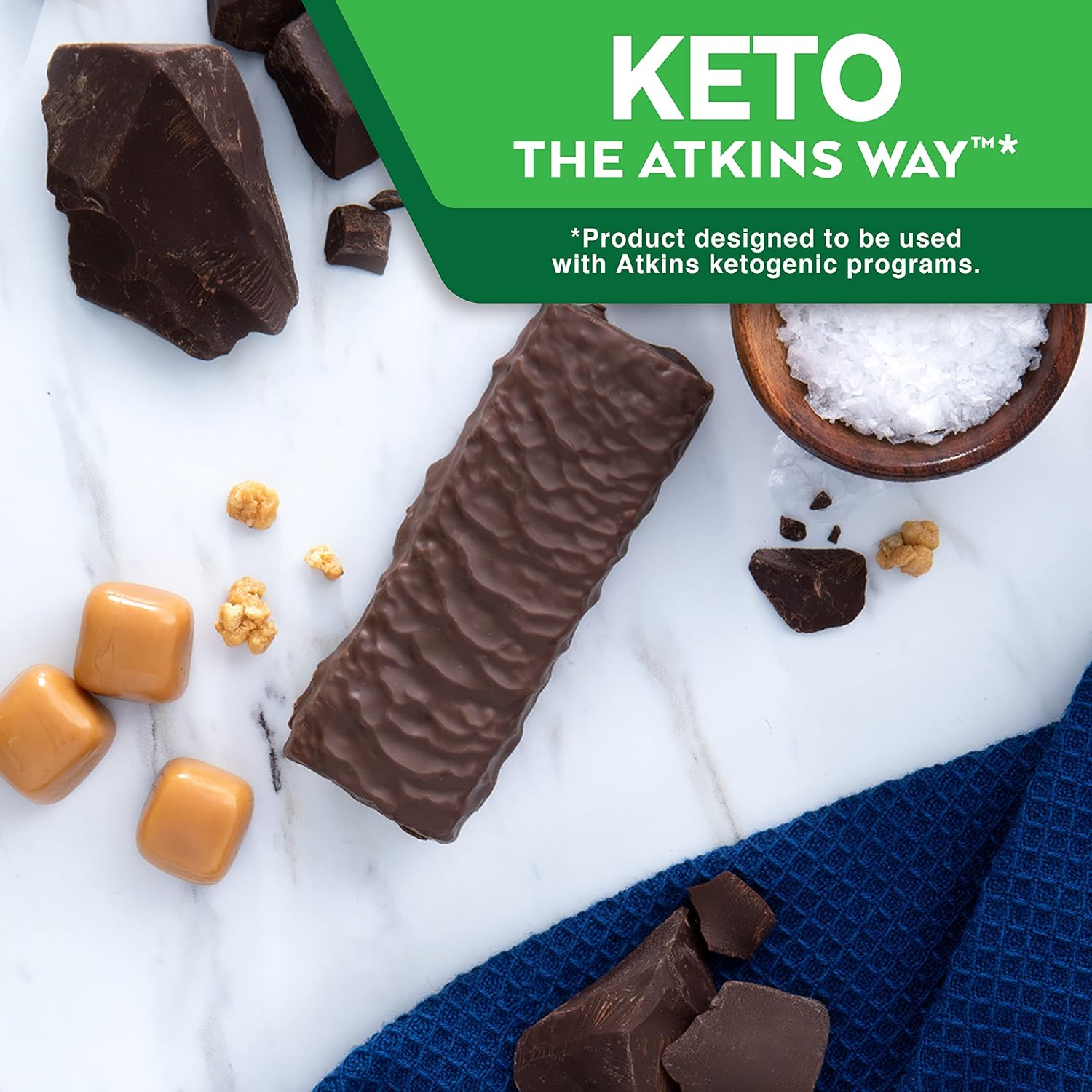 Atkins Sea Salt Caramel Crisp Bars, High Protein and Fibre, 185 G, Pack of 5 image number 3