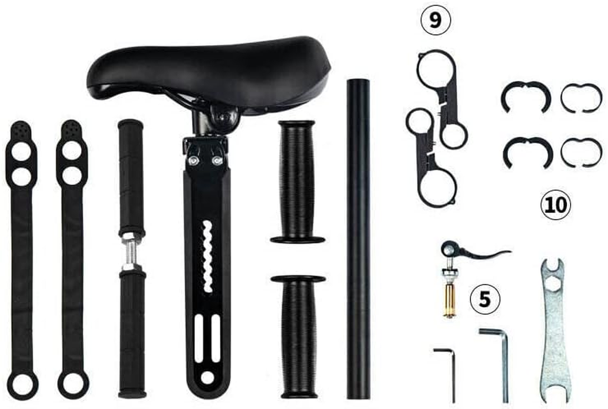 Front Mounted Child Bike Seat, Detachable Kids Bicycle Seat with Armrest, Adjustable Top Tube MTB Seat, Fits Flat and Sloping Tubes image number 4