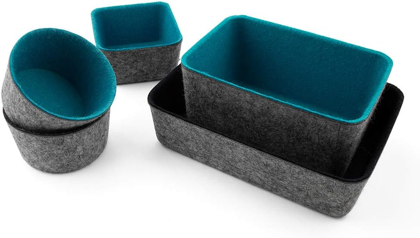 Three by Three Seattle Felt&middot;Like&middot;It! 6X4X2.5 Inch Felt Storage Bin for Office, Craft Room, Classroom, Living Room, Bedroom Storage (Charcoal) image number 1